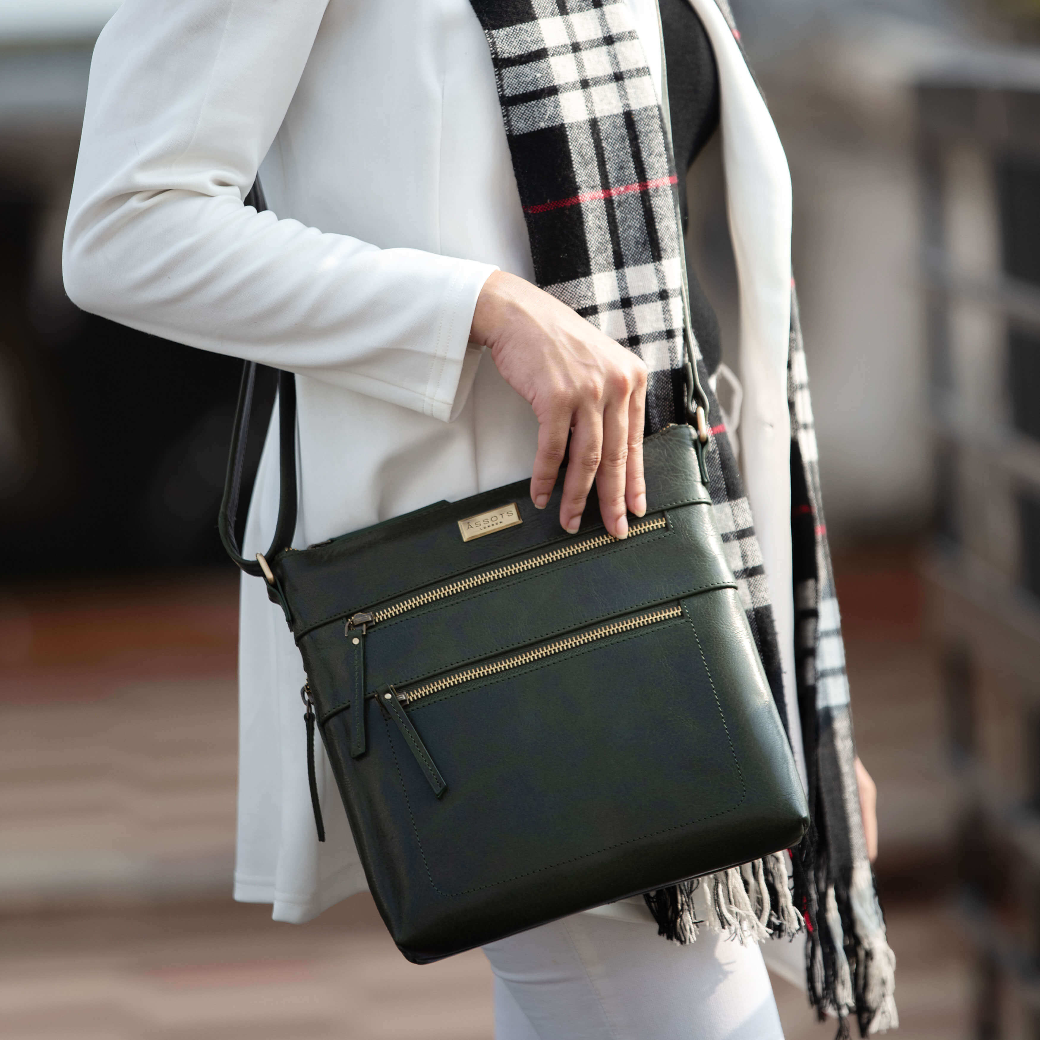 'CORI' Forest Green Waxy VT Real Leather Crossbody Bag