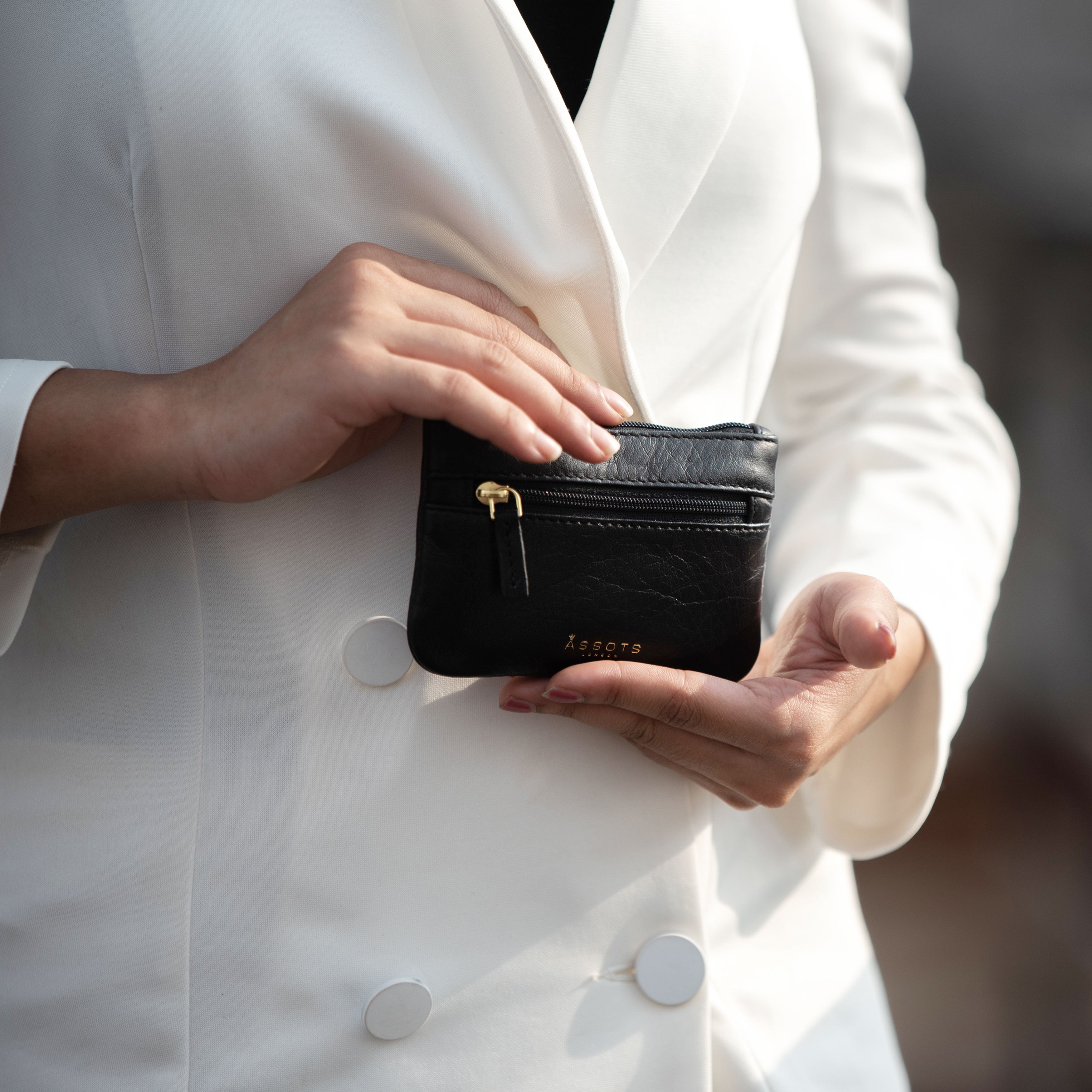 'MARY' Black Soft Small Leather Coin Purse