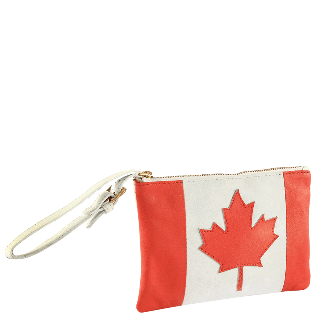 'CANADIAN' Country Flag Designer Leather Wristlet