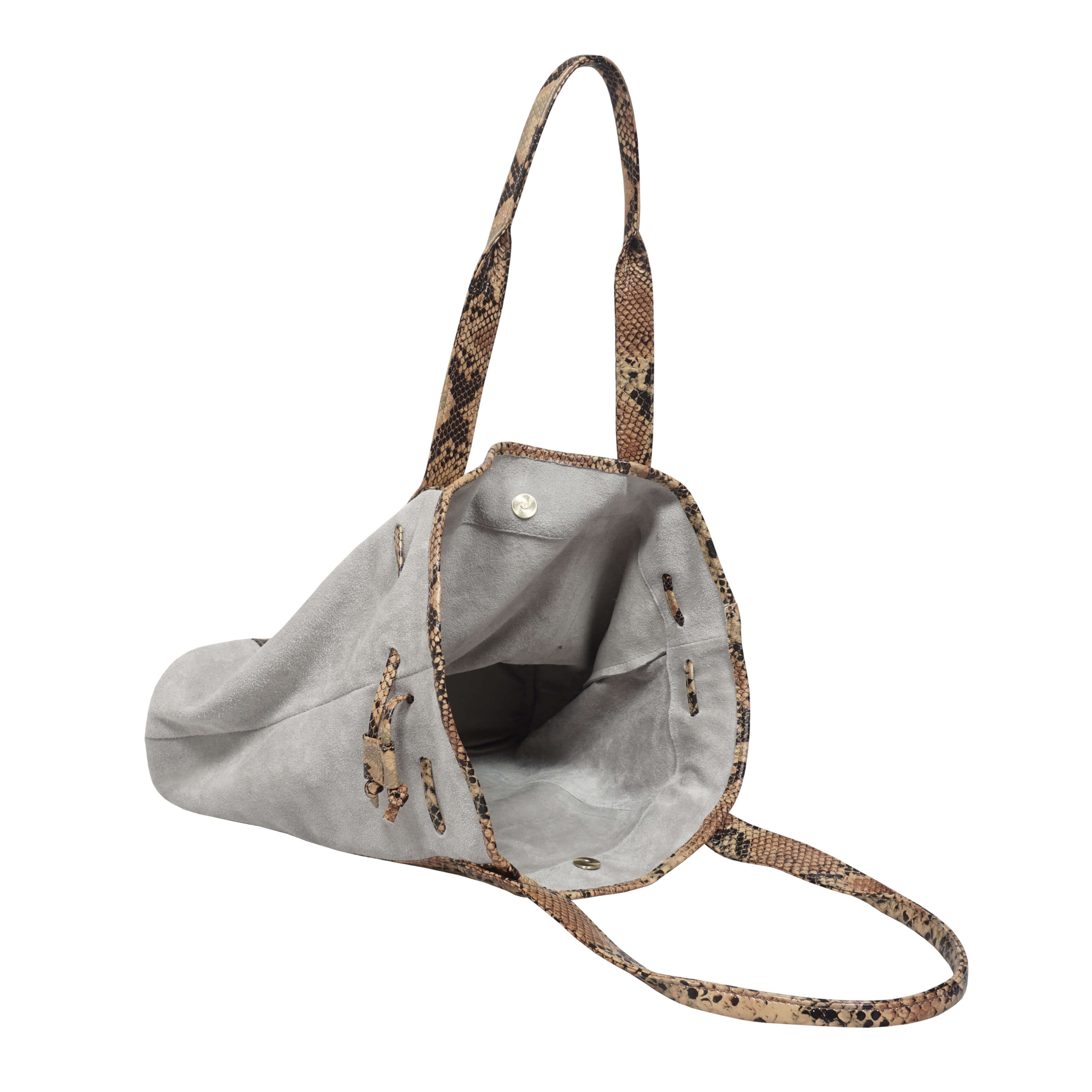 'POLLY' Ice Grey Real Suede Leather Oversized Designer Tote Bag
