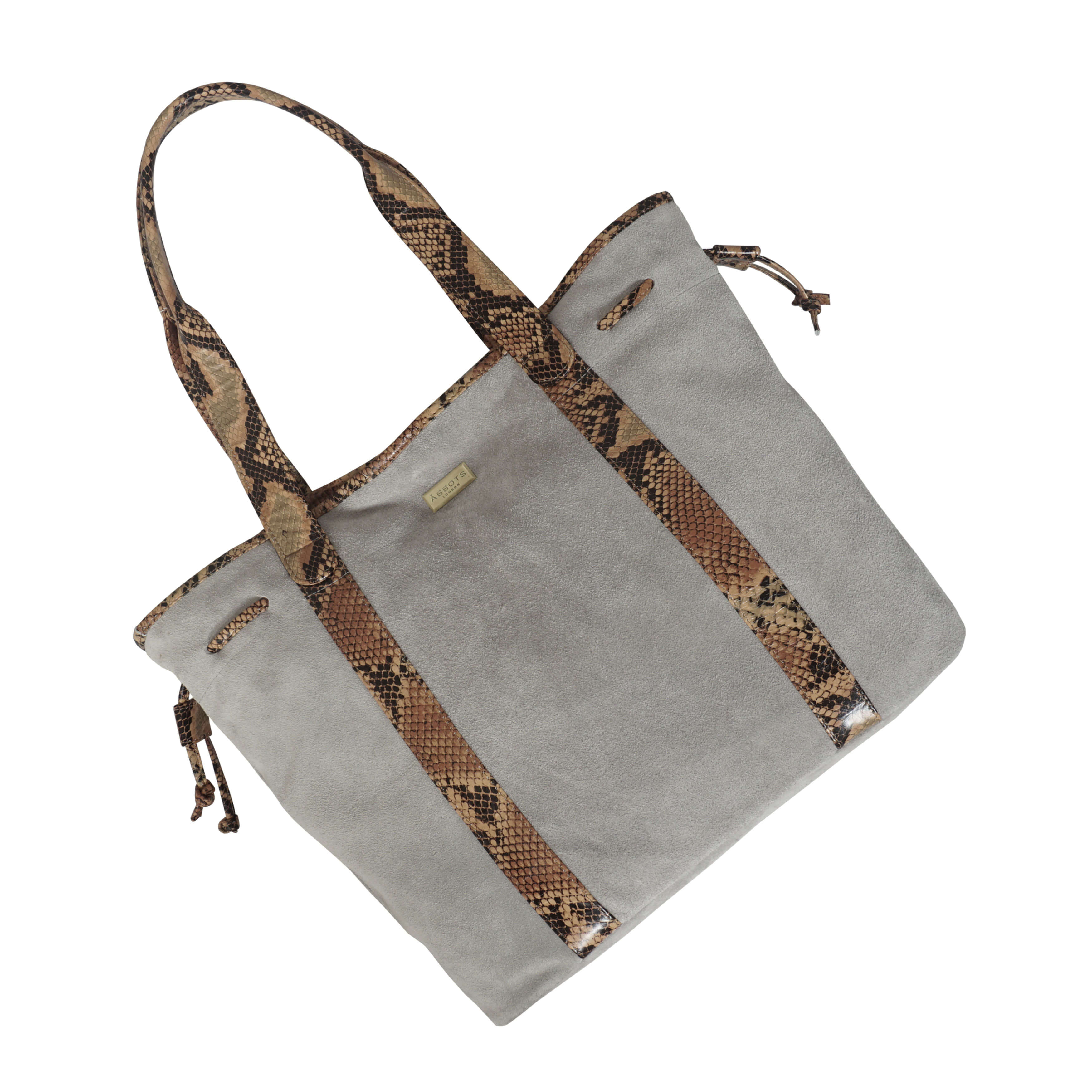 'POLLY' Ice Grey Real Suede Leather Oversized Designer Tote Bag