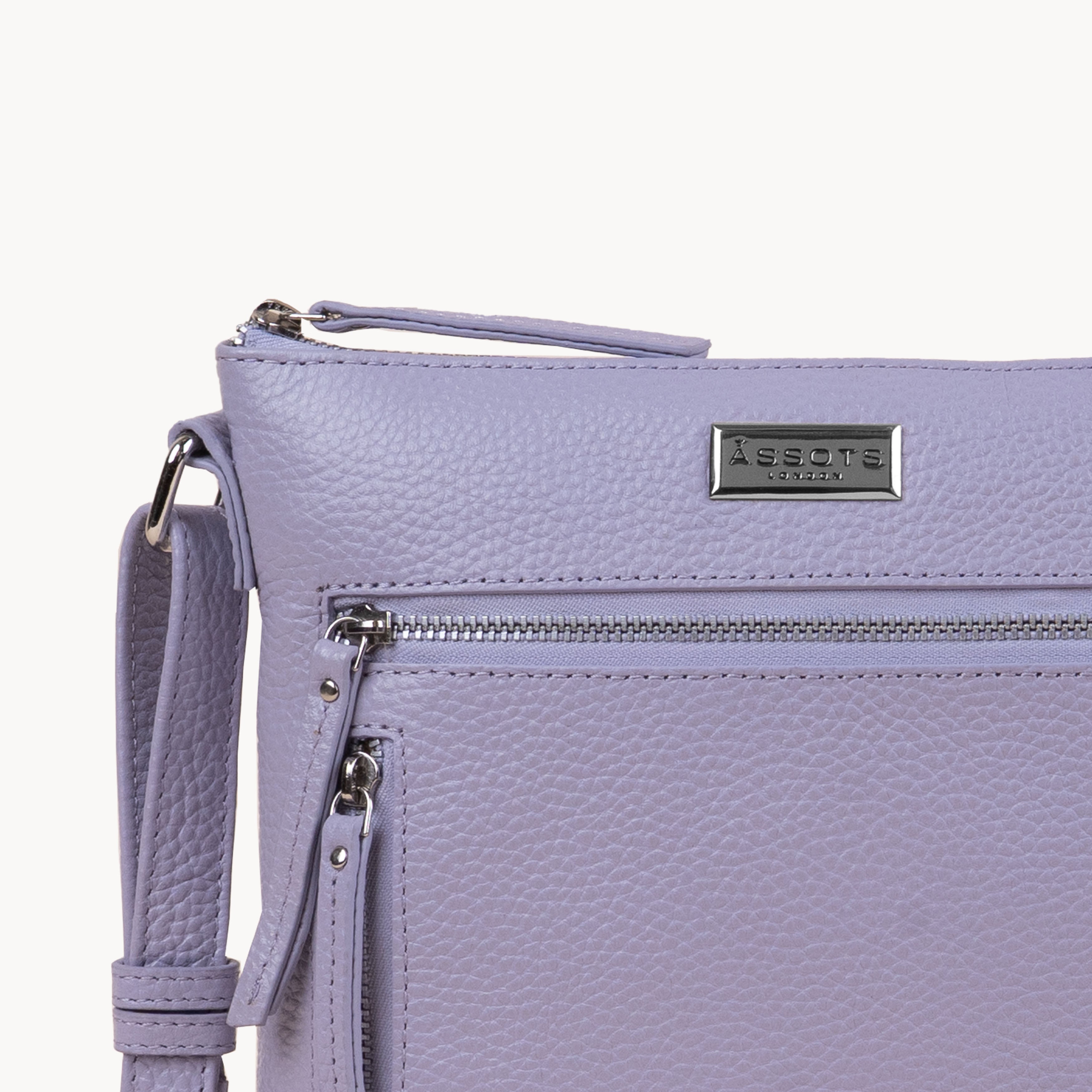 'RUE' Lilac Pebble Grain Real Leather Crossbody Bag