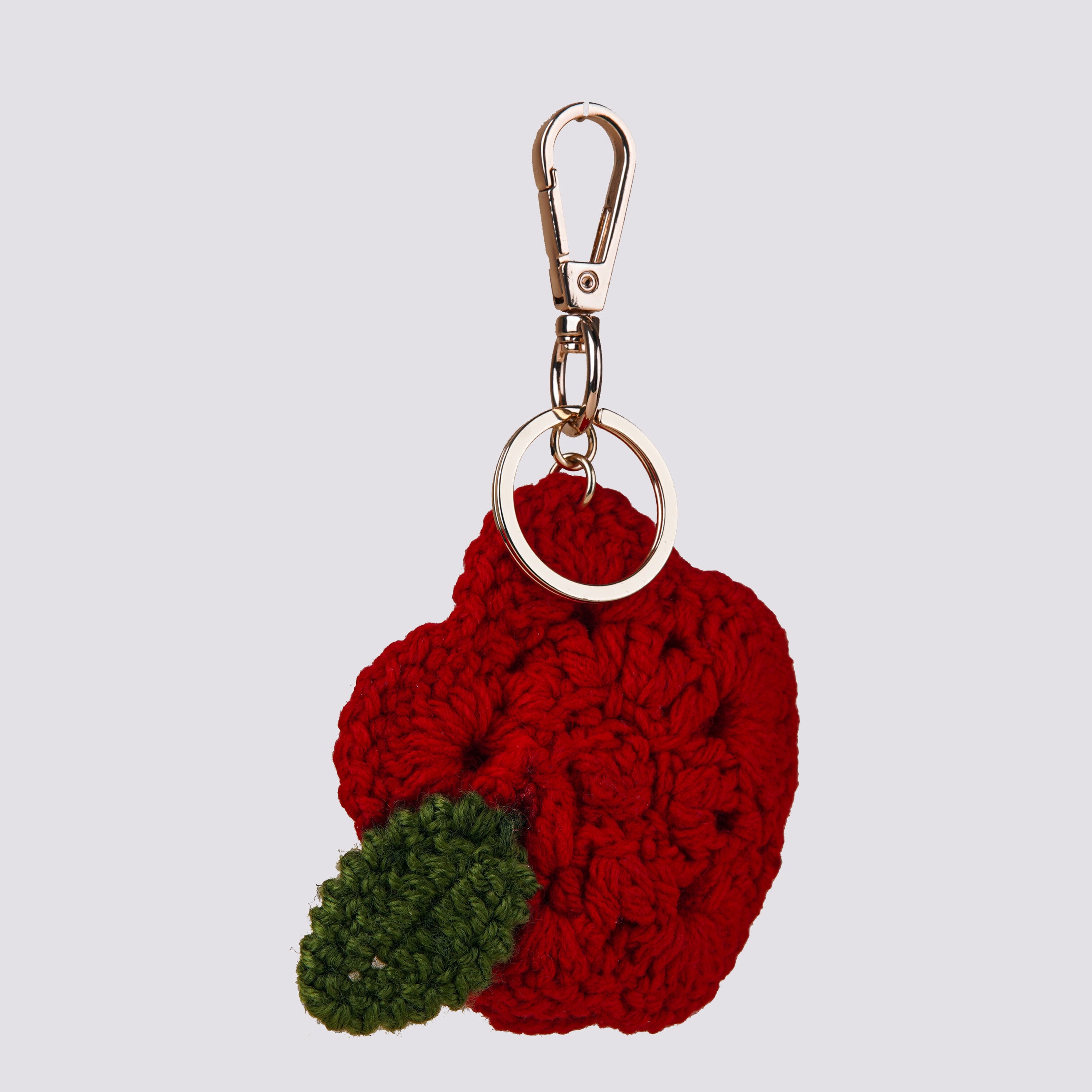 The Rose Hand Crochet Gold Bag Charm Keyring
