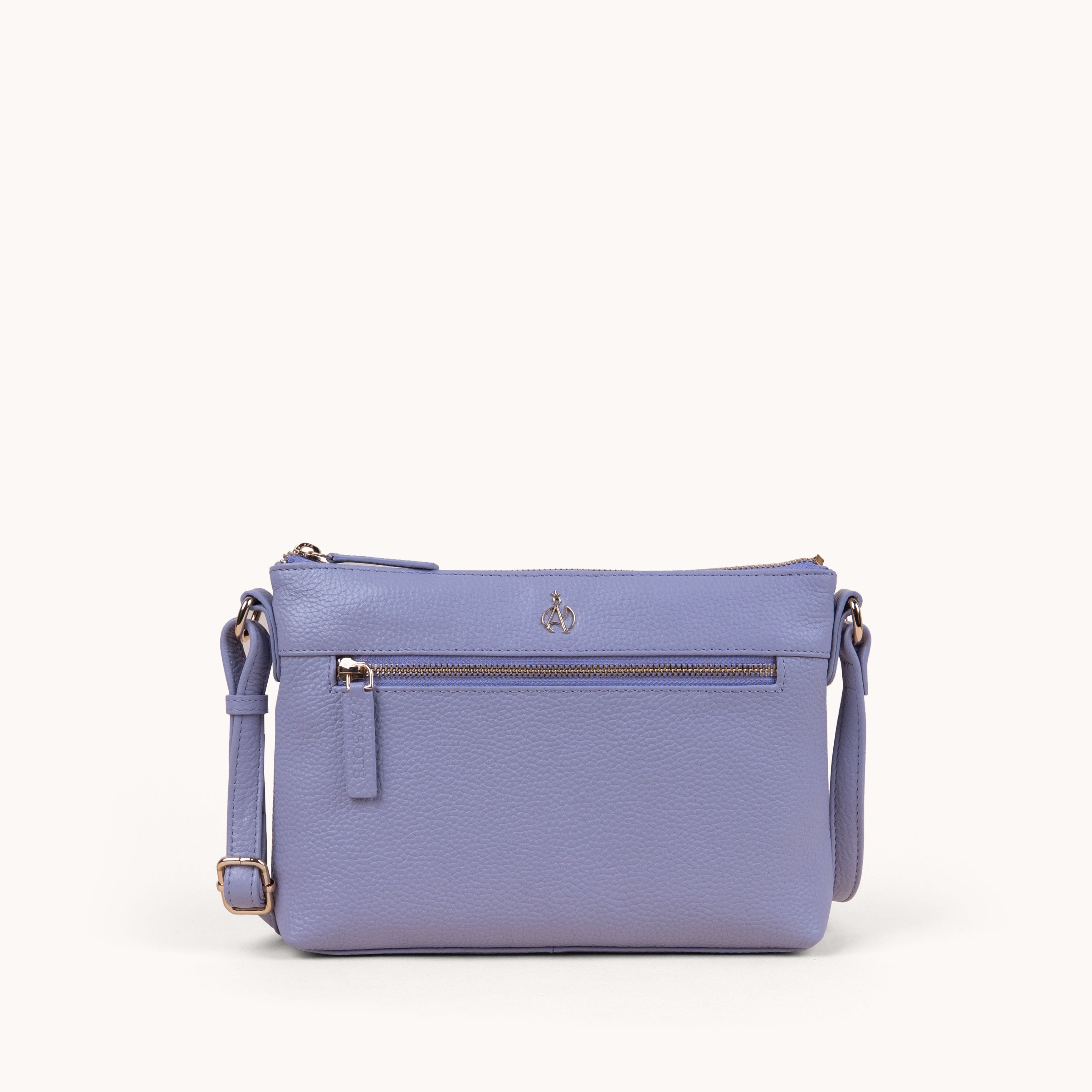 'BECKY' Lilac Pebble Grain Real Leather Crossbody Bag