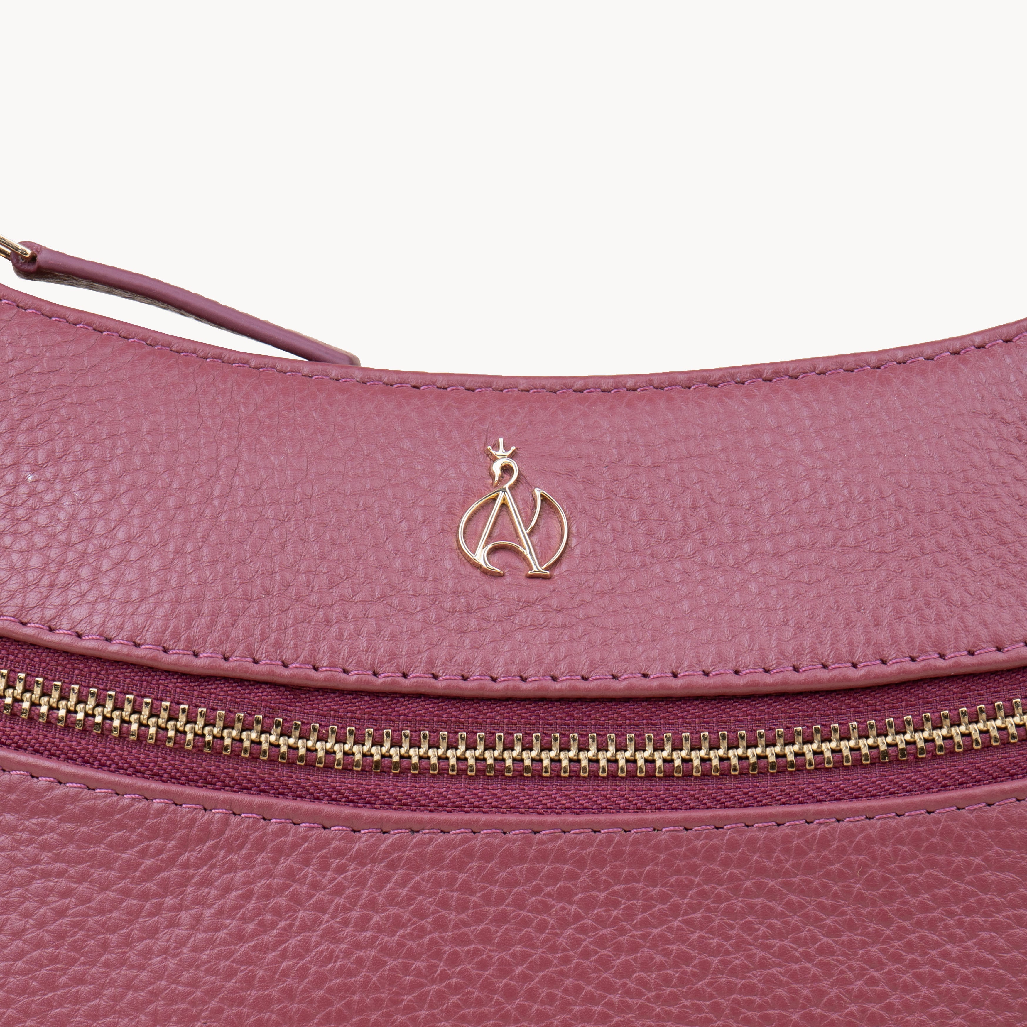 'SALLY' Carmine Pink Pebble Grain Real Leather Crossbody Bag