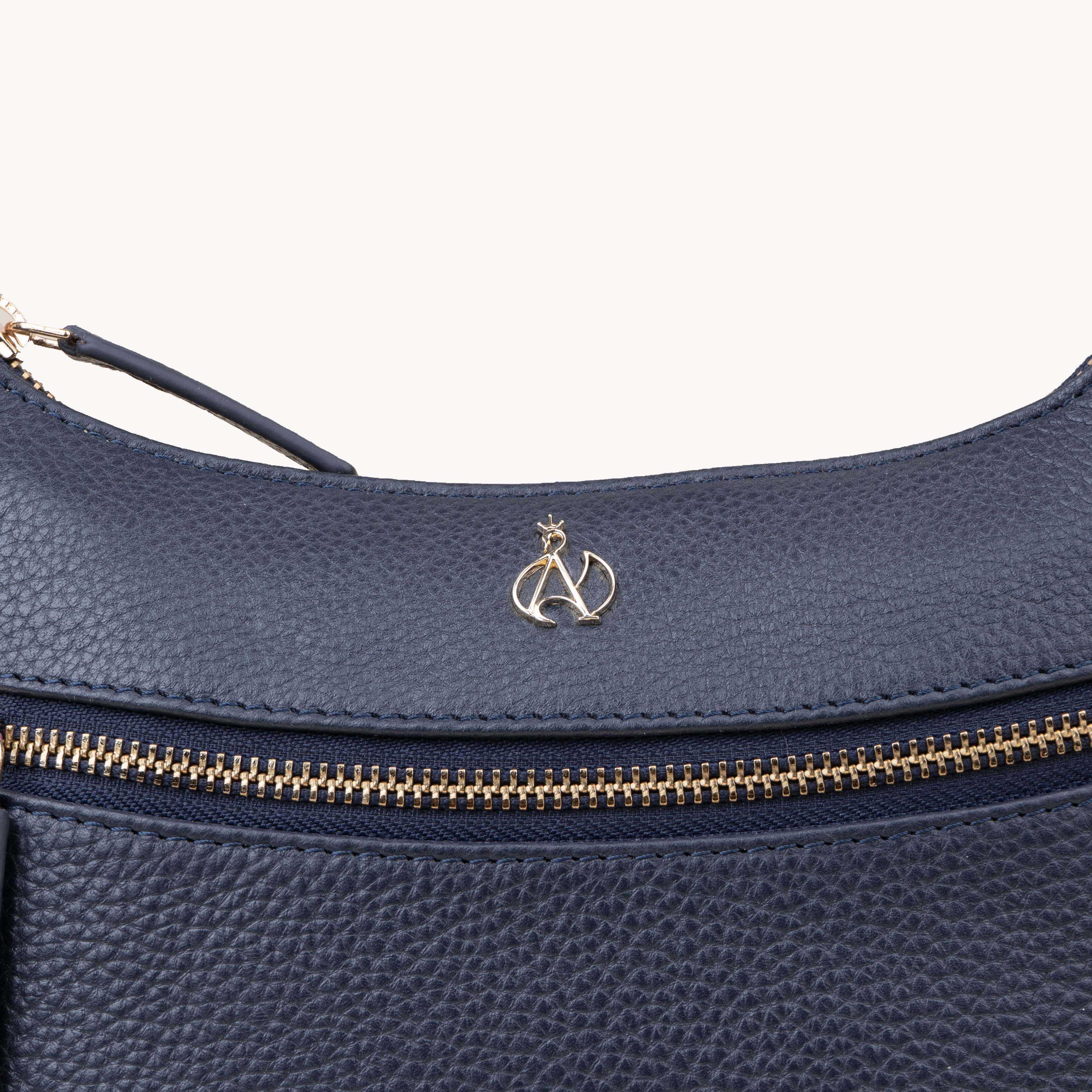 'SALLY' Navy Pebble Grain Real Leather Crossbody Bag