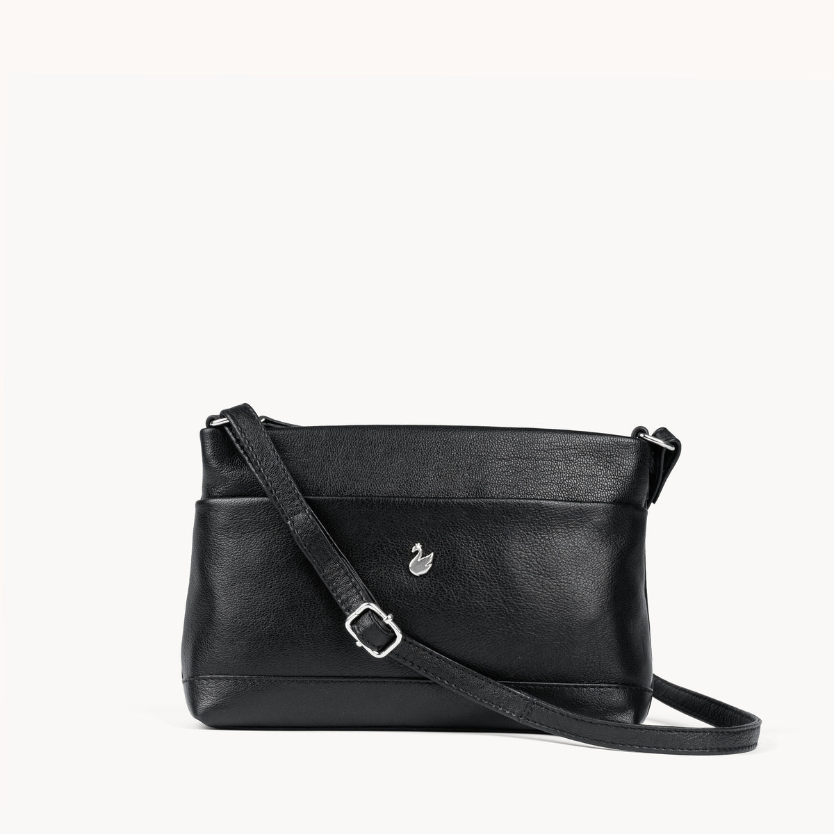 'SANDRA' Black Soft Nappa Full Grain Real Leather Crossbody Bag