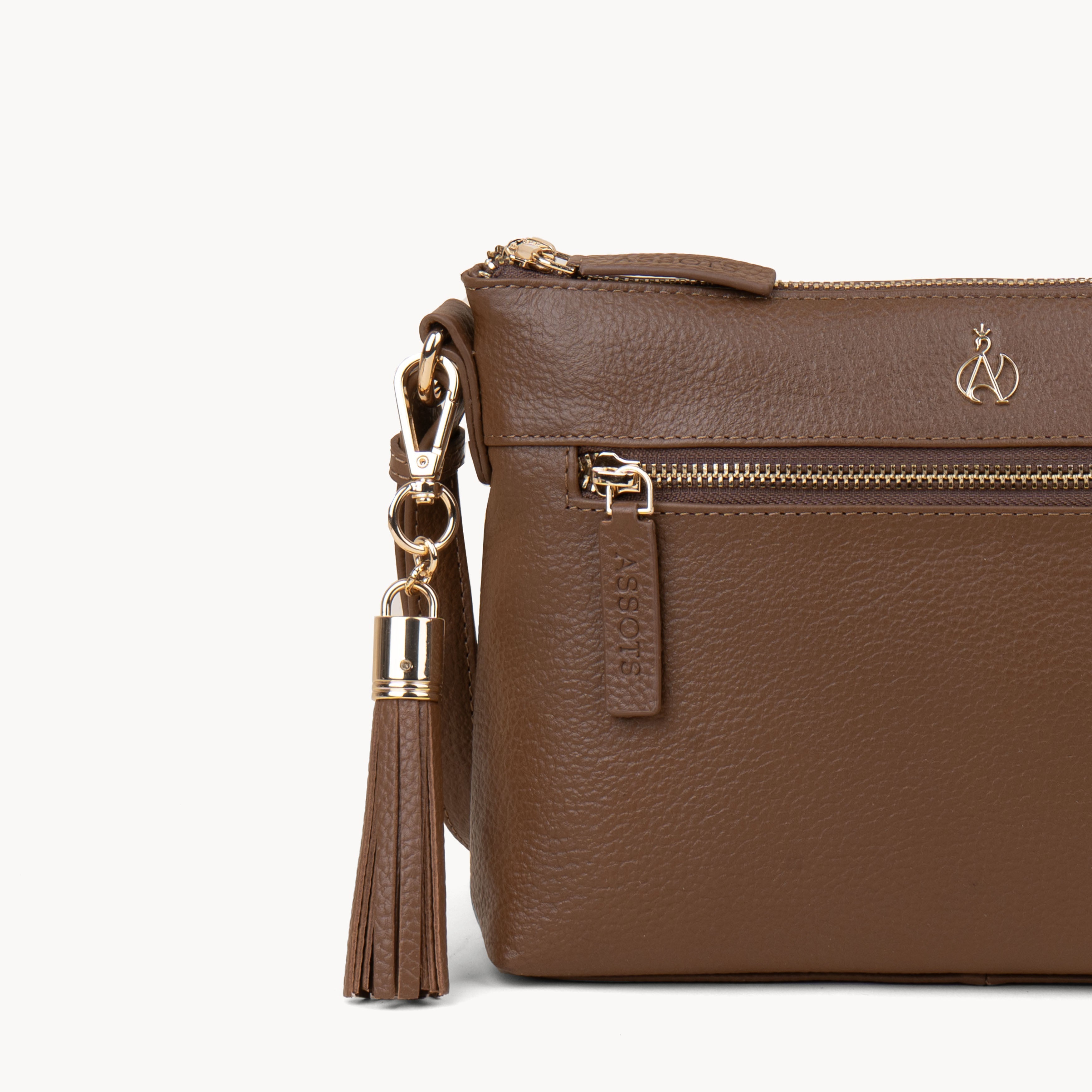 The Tan Genuine Leather Gold Tassel