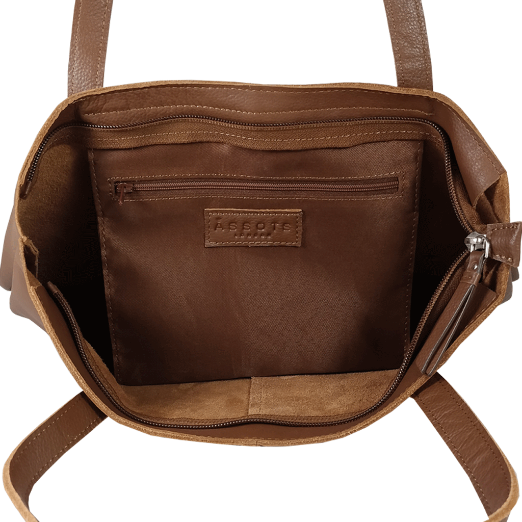 'SIENNA' Tan Croc + Pebble Grain Unlined Leather Tote Bag