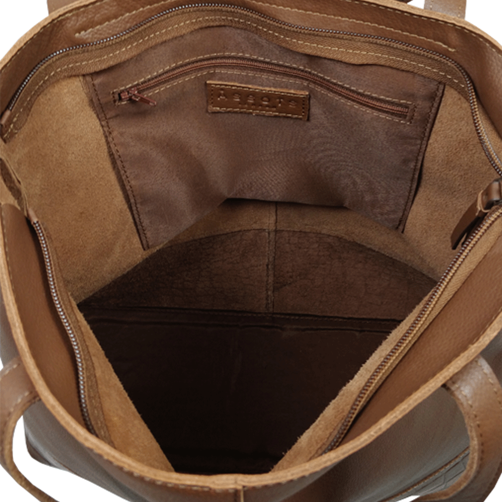 'SIENNA' Tan Croc + Pebble Grain Unlined Leather Tote Bag