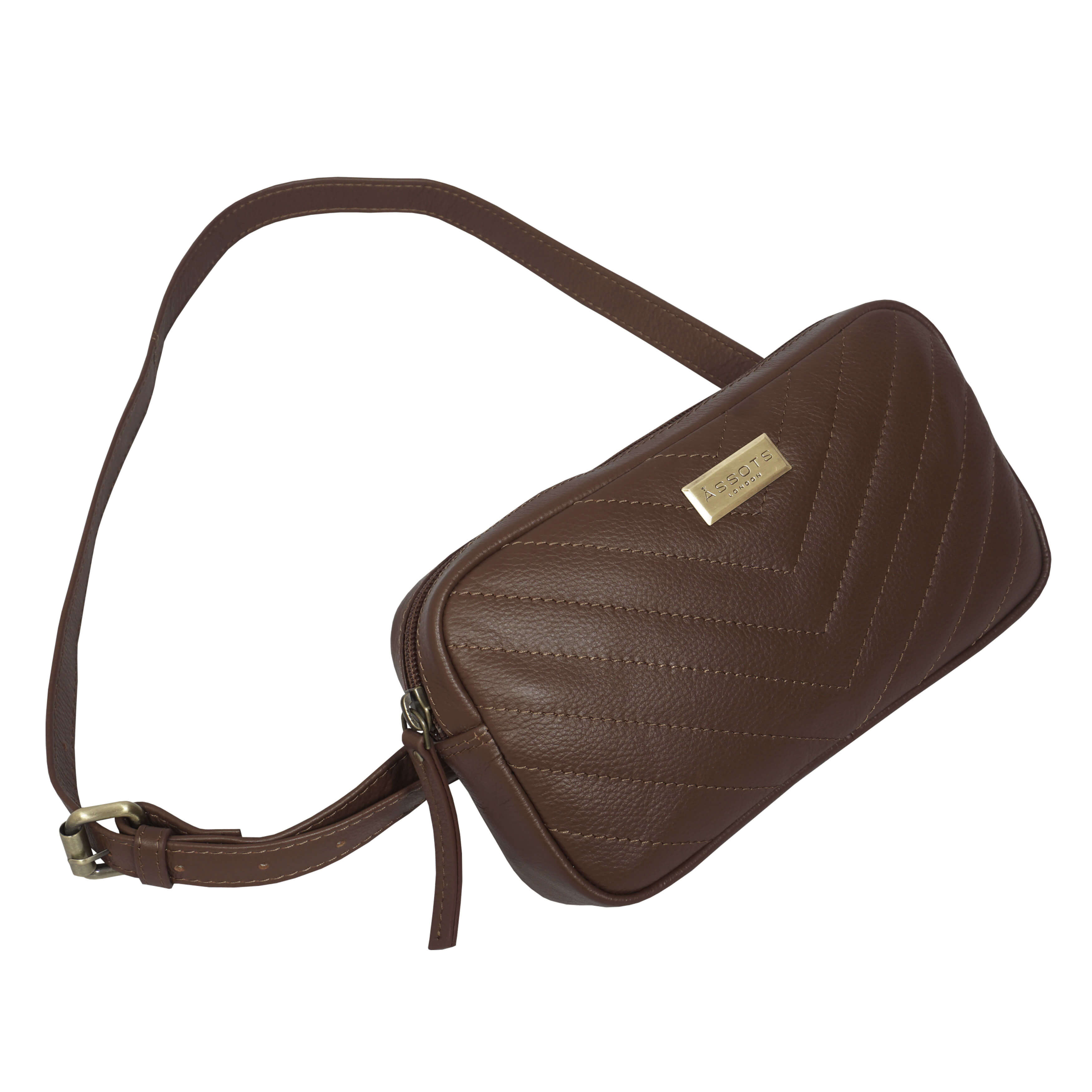 'STELLA' Tan Quilted Pebble Grain Leather Bum Belt Bag