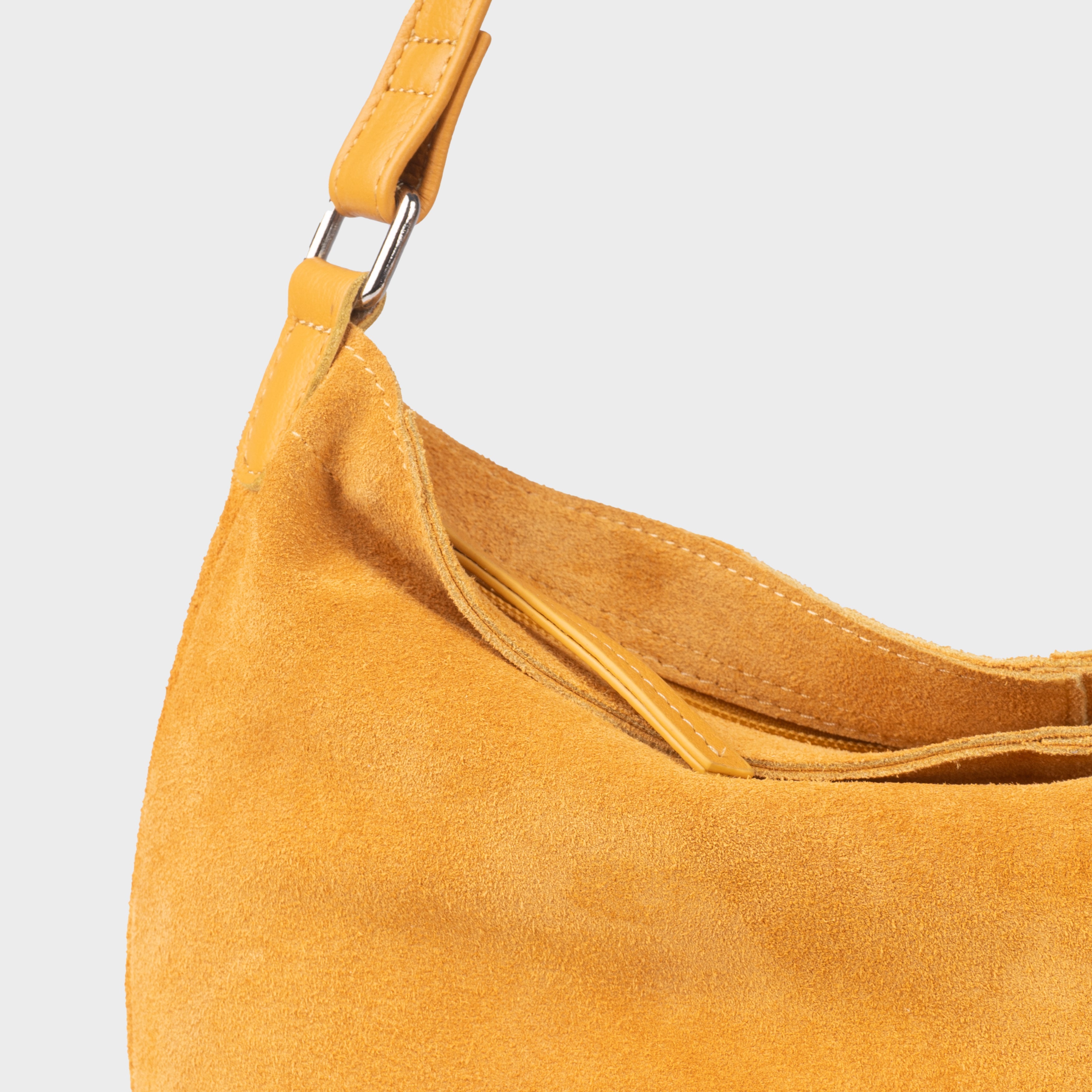 'TINA' Mustard Suede Real Leather Unlined Slouchy Shopper Tote Bag