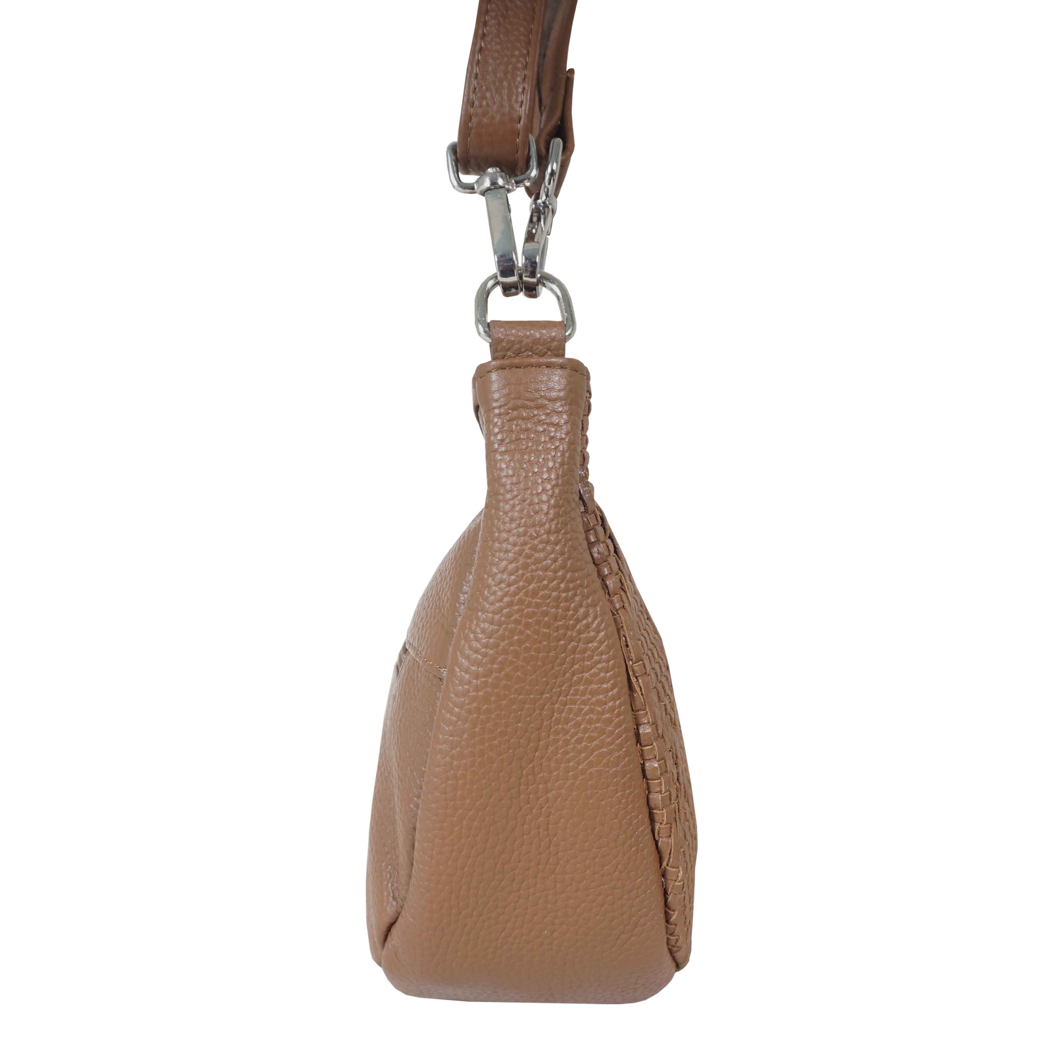 'Wonder Weave' Dark Tan Real Leather Woven Designer Shoulder Crossbody Bag