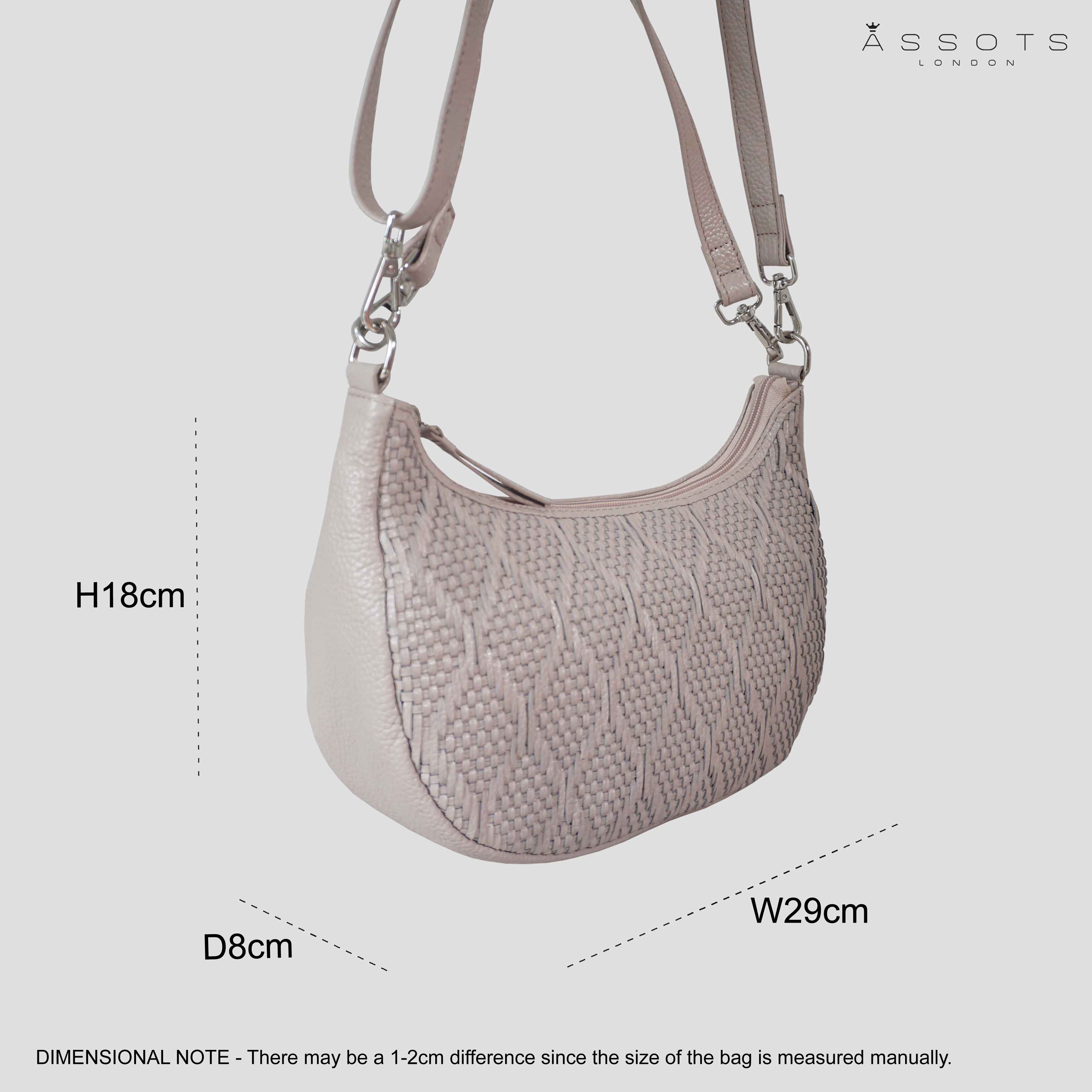 'Wonder Weave' Nude Pink Real Leather Woven Designer Shoulder Crossbody Bag