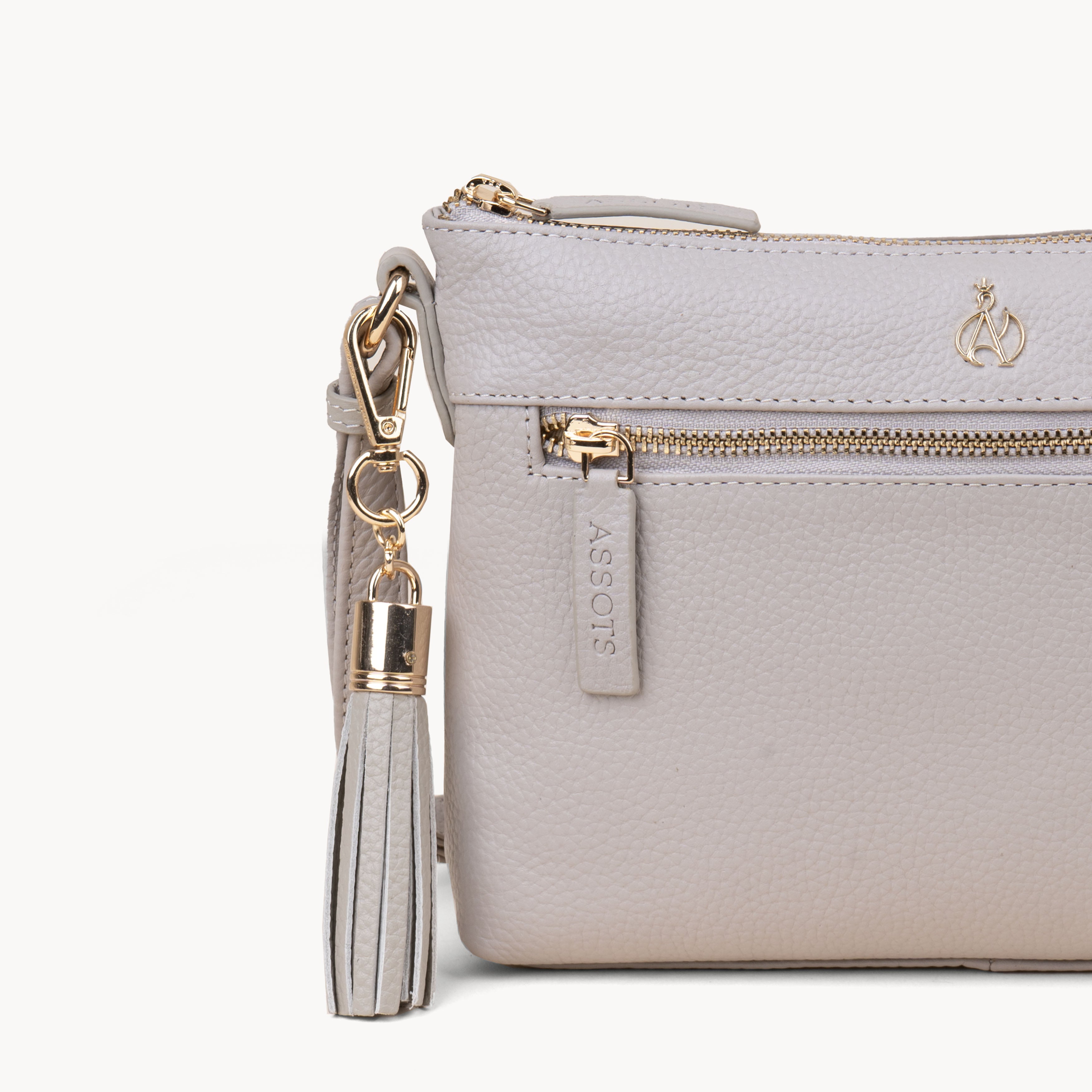 The Grey Genuine Leather Gold Tassel