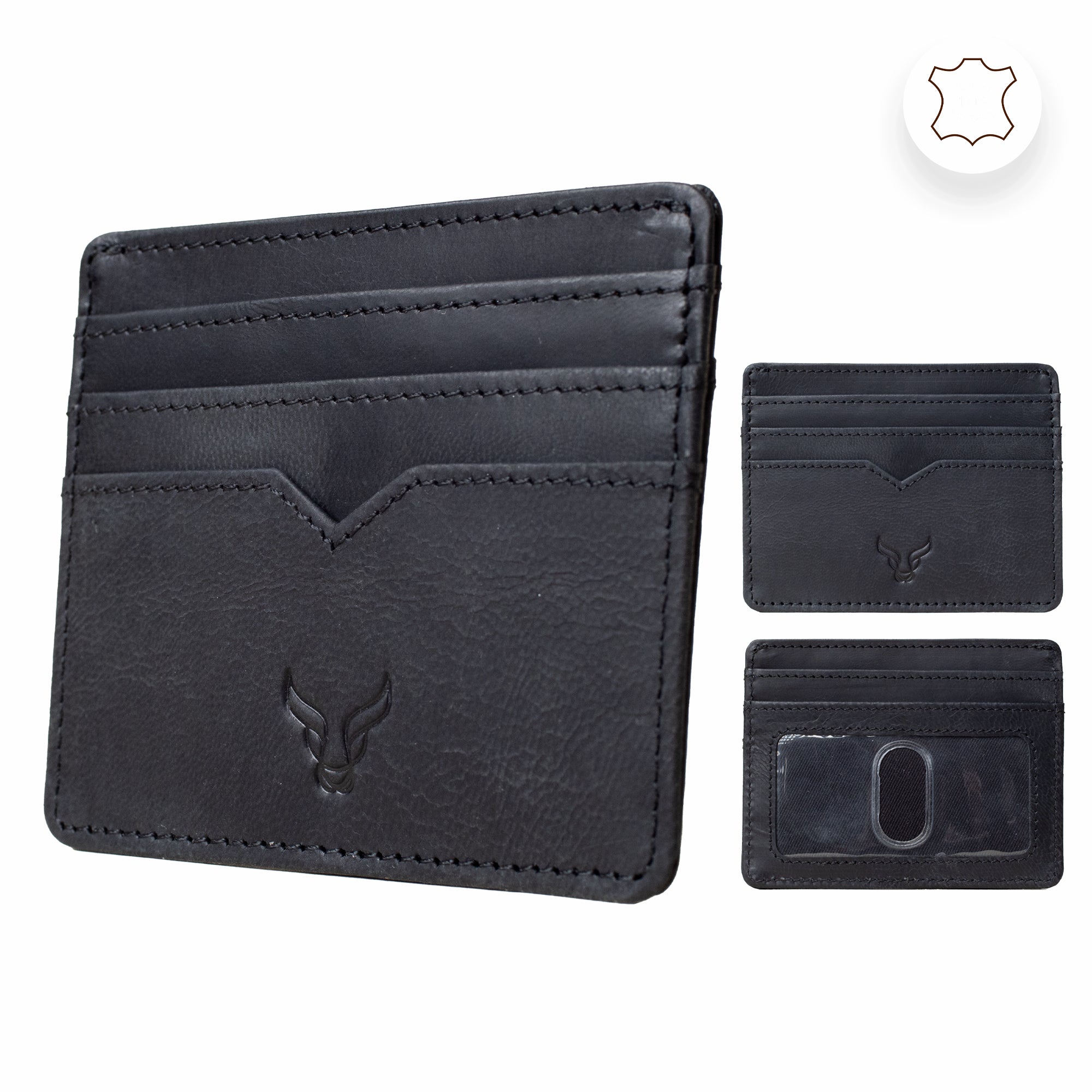 'JILL' Black Real Leather Slim and Minimalistic RFID Protected Cardholder