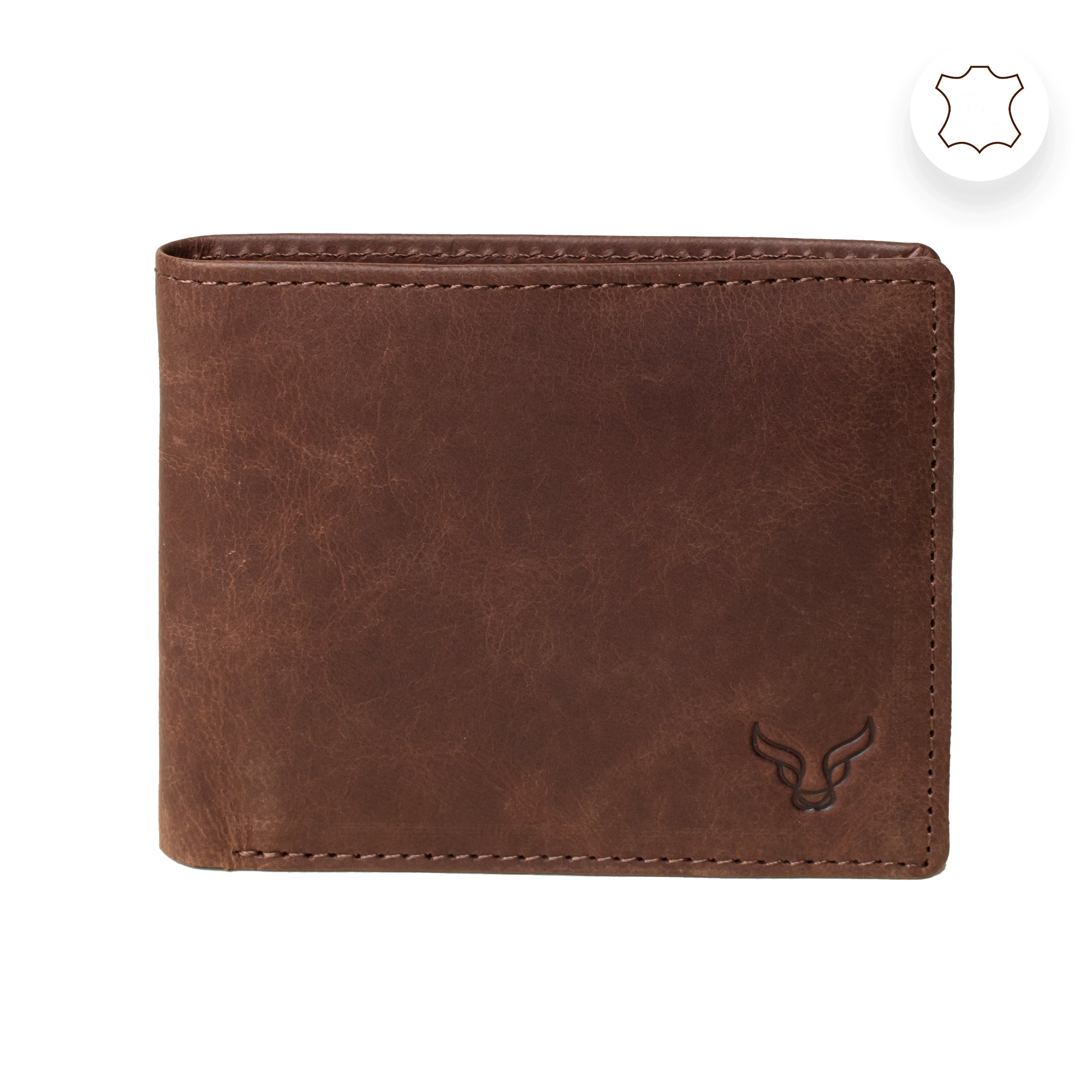 'JACK' Brown Real Leather Men's RFID Slim Bifold Wallet