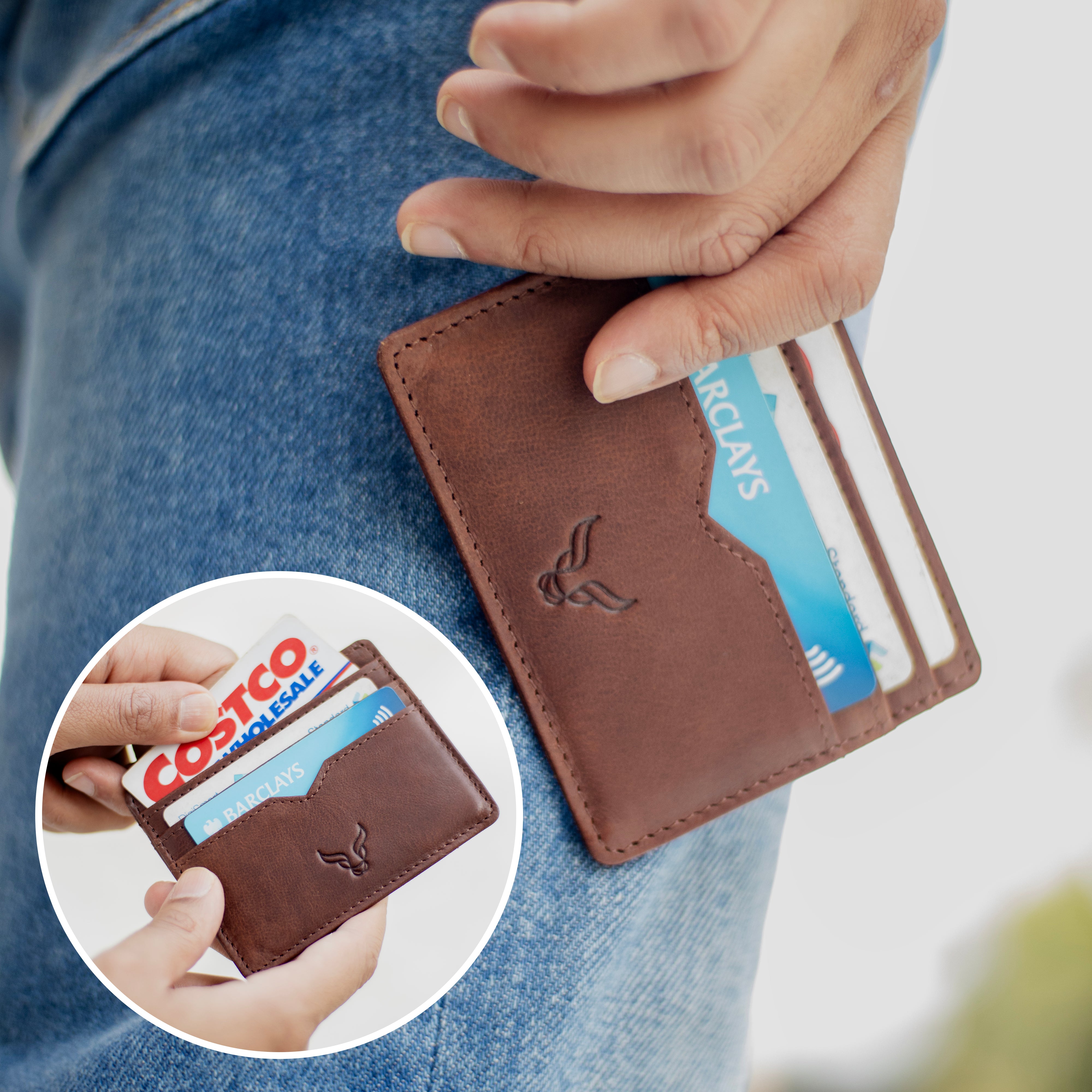 'JILL' Brown Real Leather Slim and Minimalistic RFID Protected Cardholder