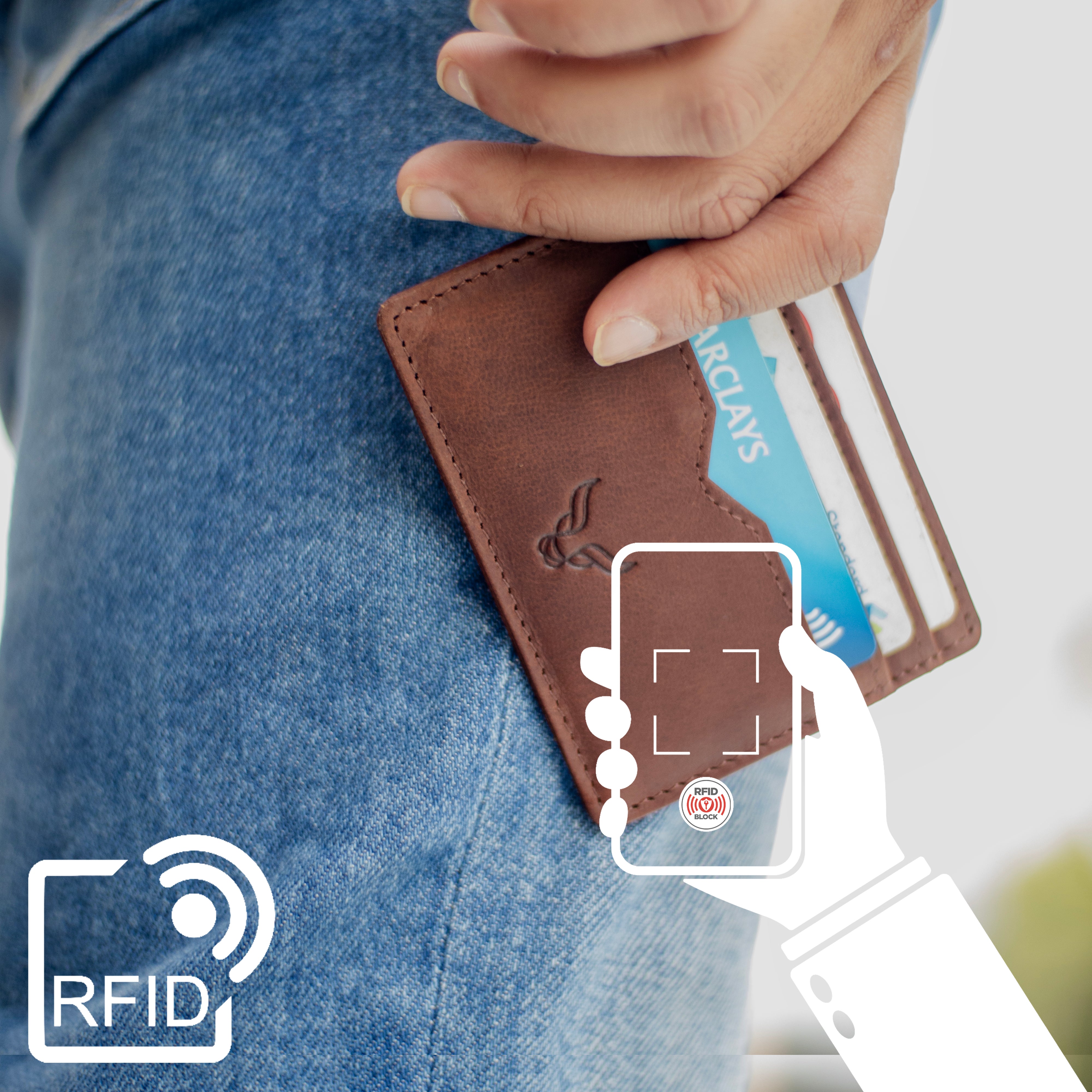 'JILL' Brown Real Leather Slim and Minimalistic RFID Protected Cardholder