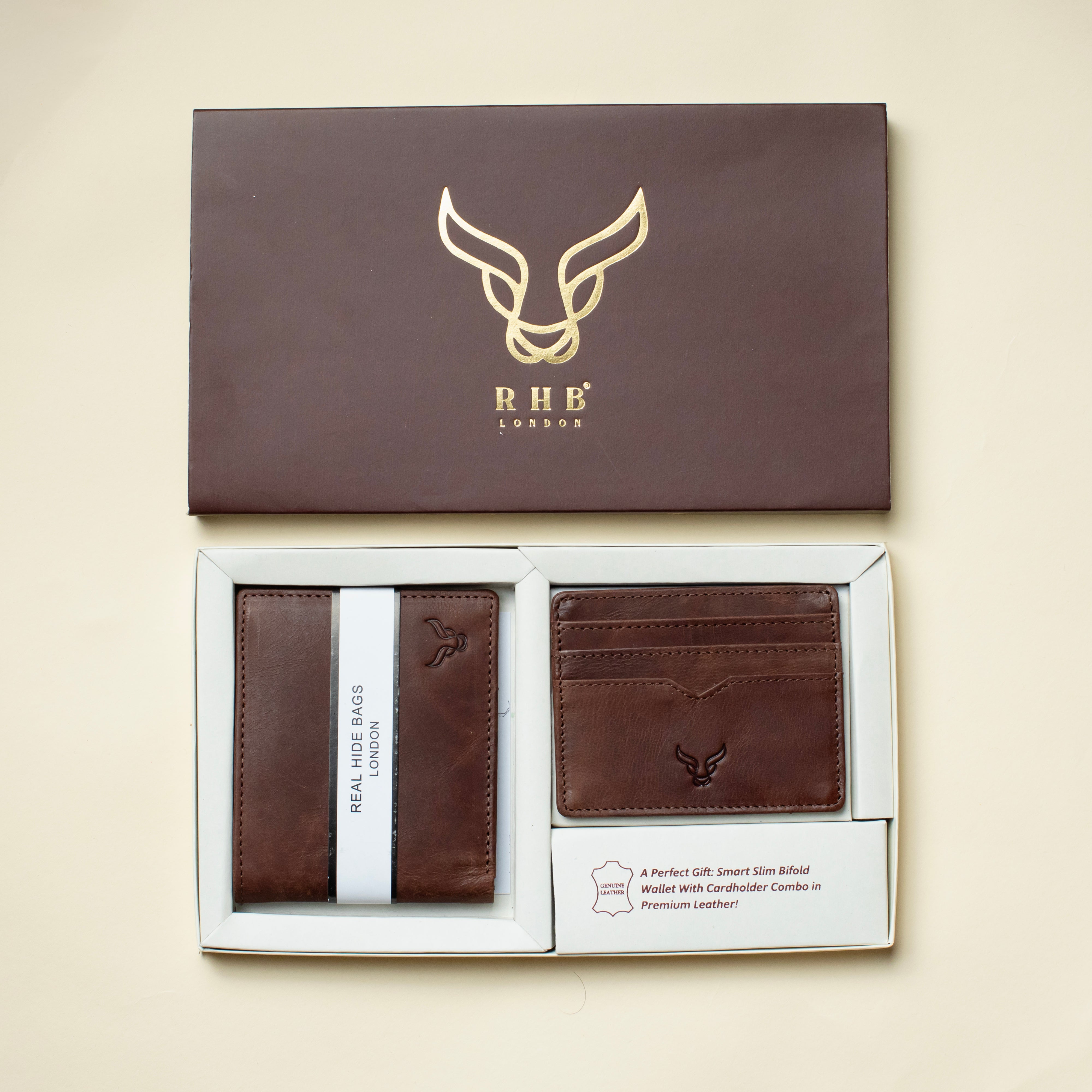 'THE PRESTIGE COMBO' Brown Genuine Leather Wallet & Cardholder Combo Gift Box