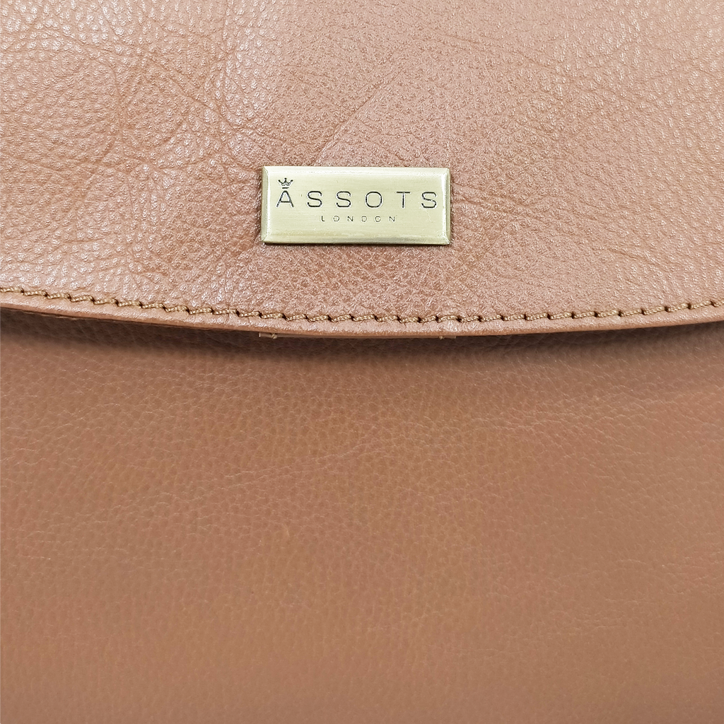 'OSLO' Tan Pebble Grain Leather Crossbody Bag