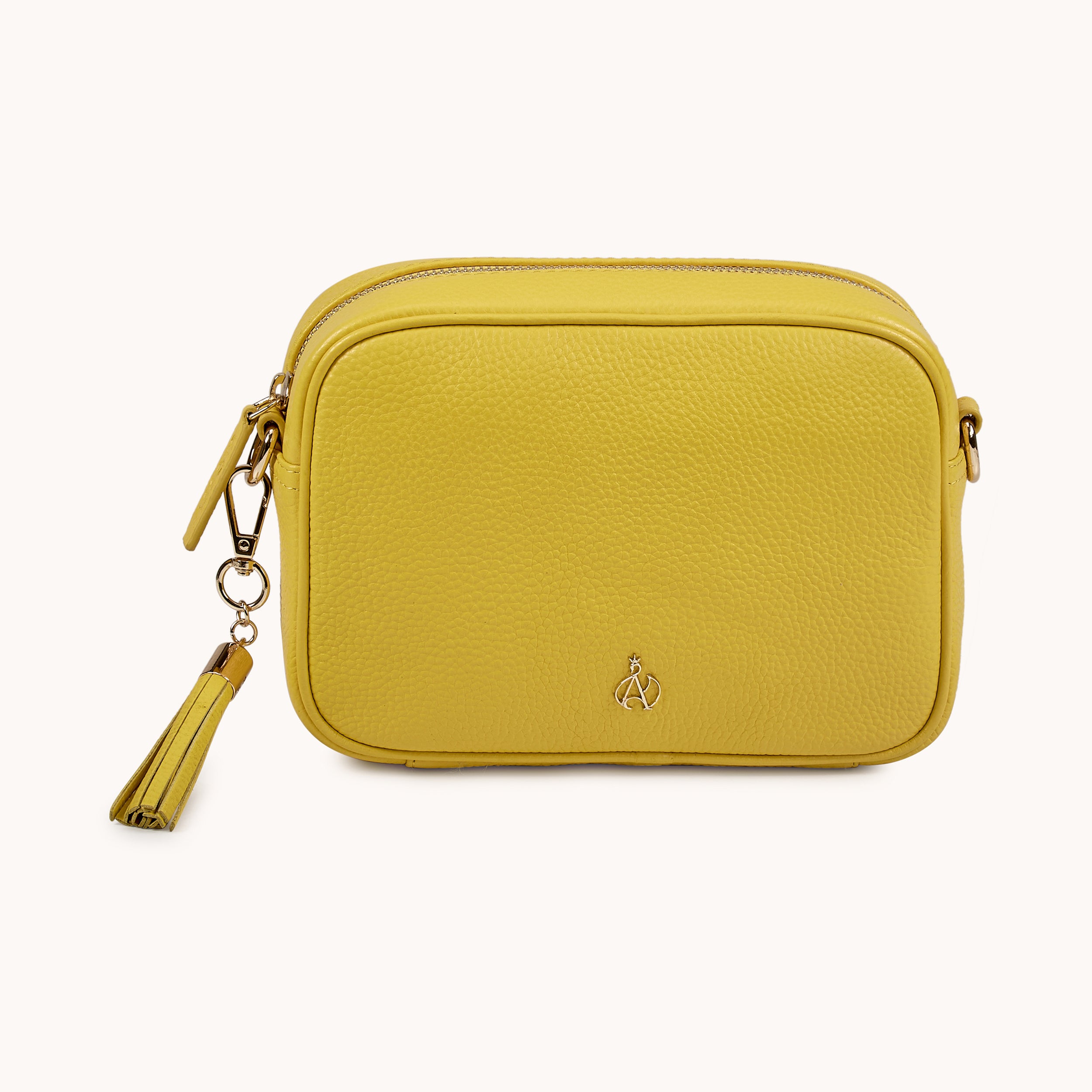 'KENT' Sunflower Pebble Grain Real Leather Crossbody Bag