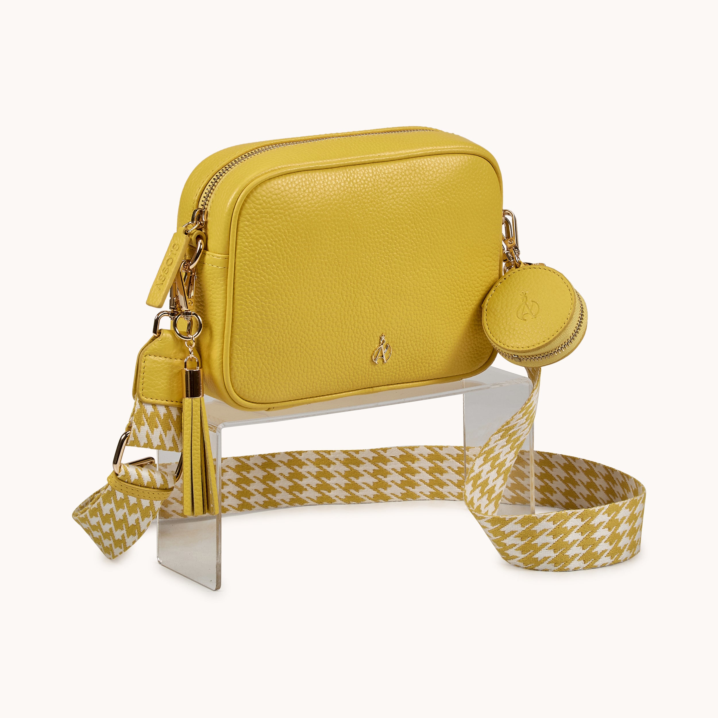 'KENT' Sunflower Pebble Grain Real Leather Crossbody Bag