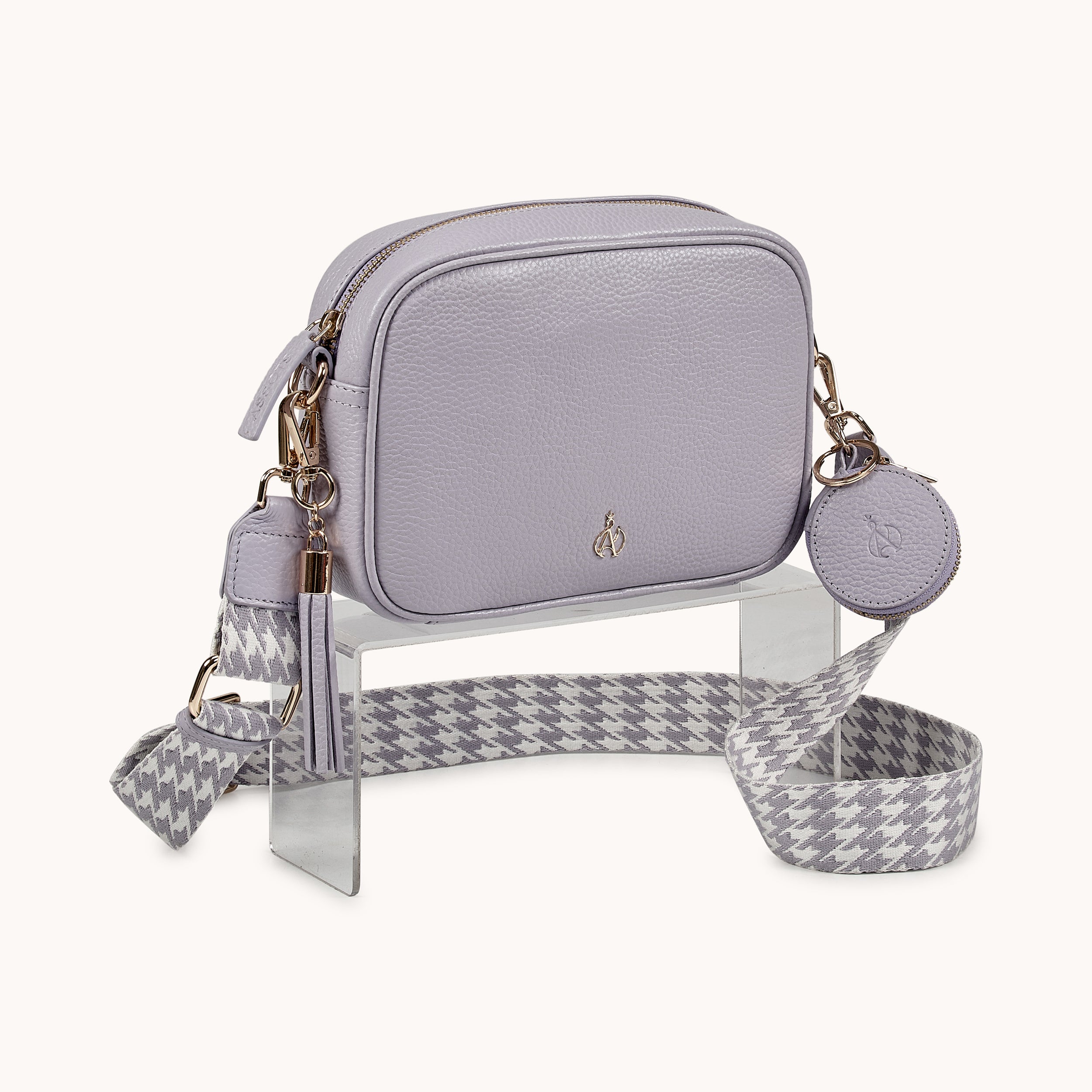 'KENT' Lilac Pebble Grain Real Leather Crossbody Bag