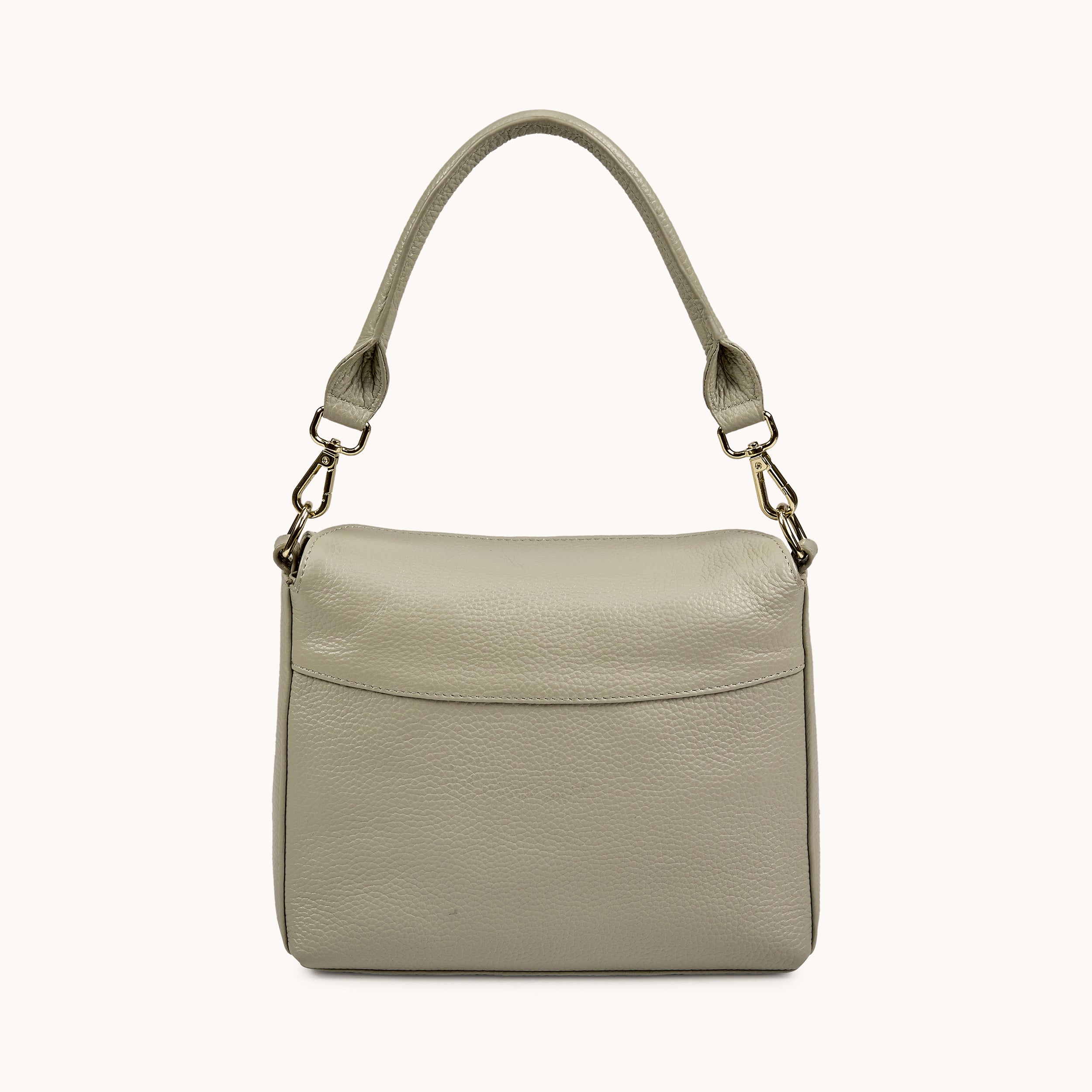 'FIONA' Fog Grey Pebble Grain Real Leather Shoulder Bag
