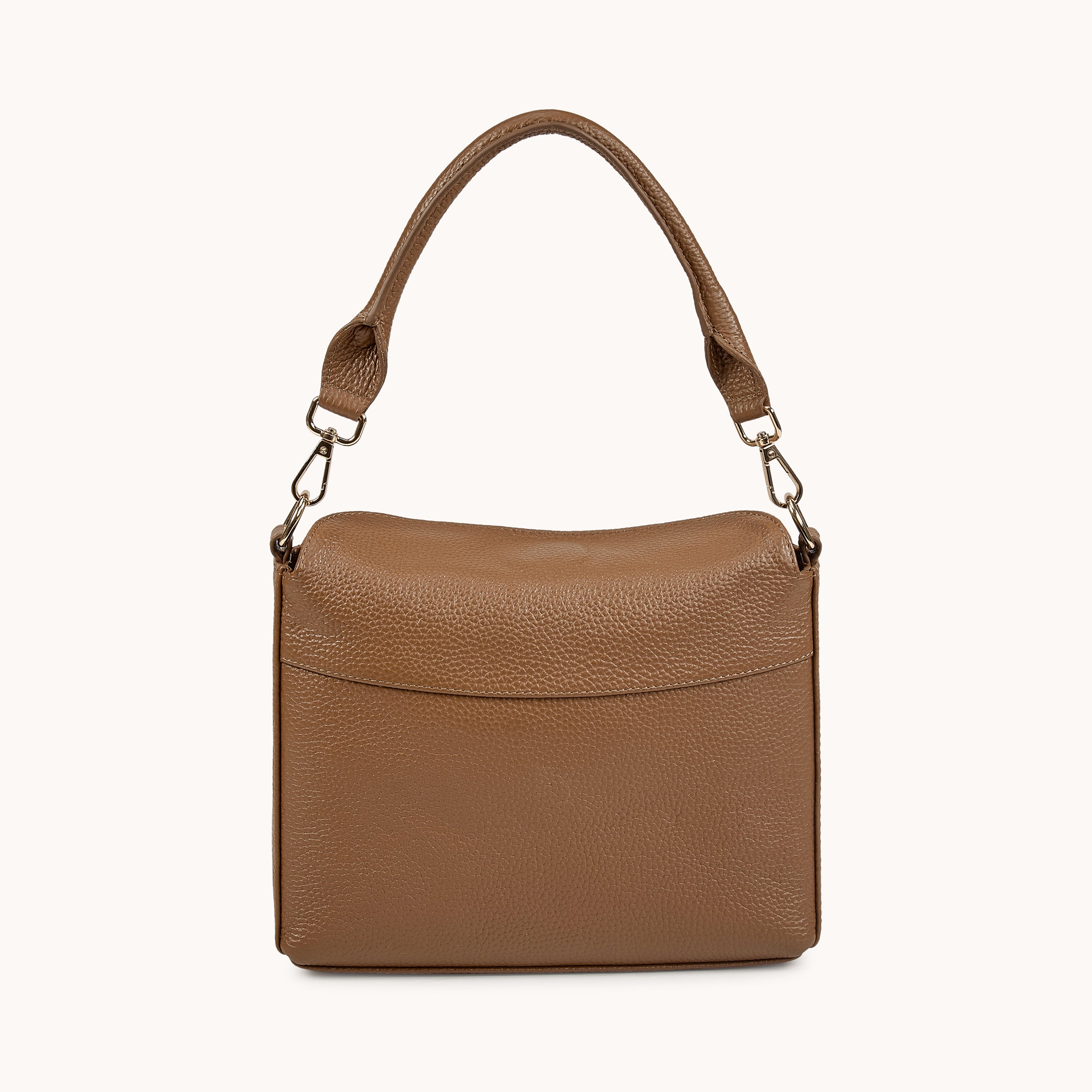 'FIONA' Tan Pebble Grain Real Leather Shoulder Bag