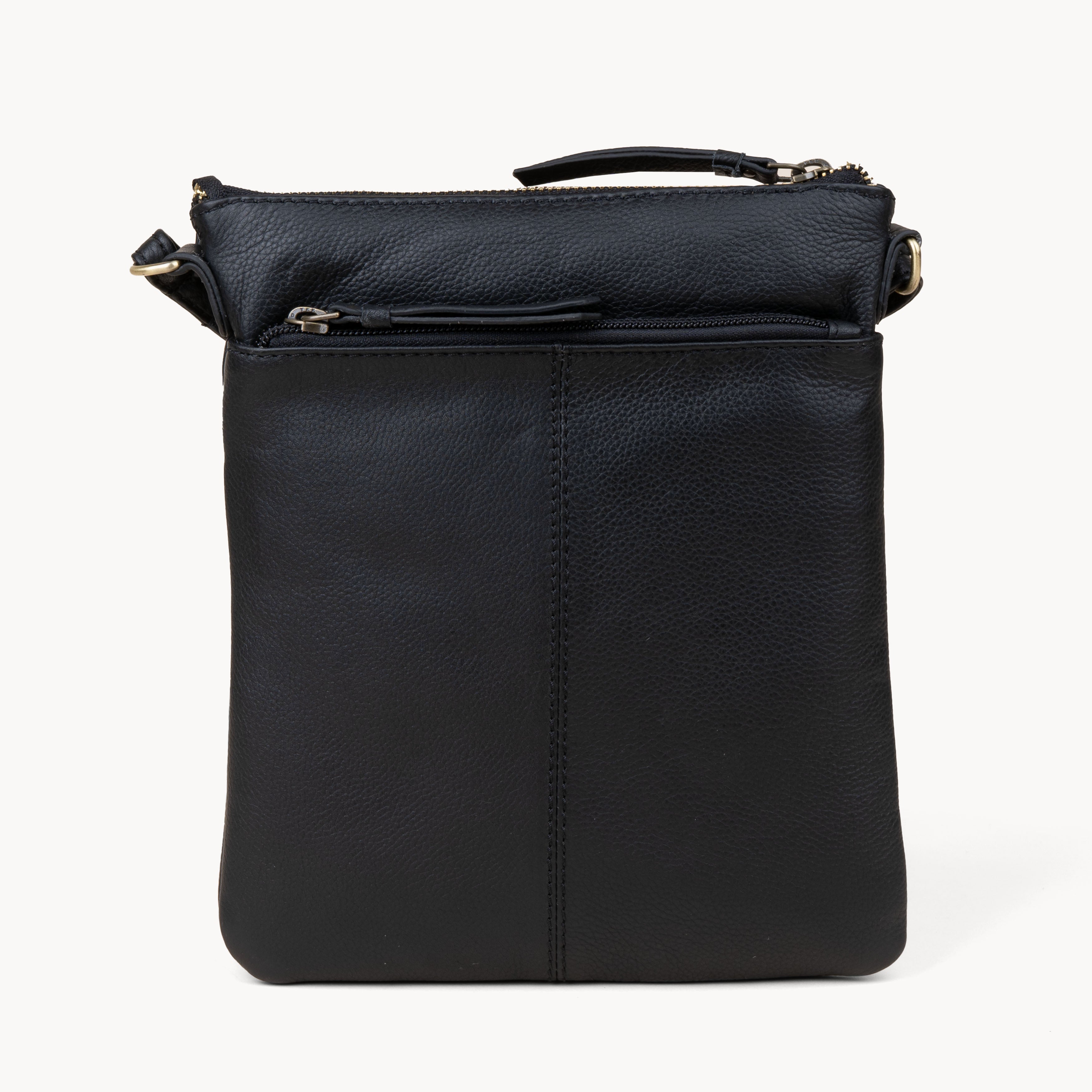 'LINBY' Black Pebble Grain Leather Crossbody Bag