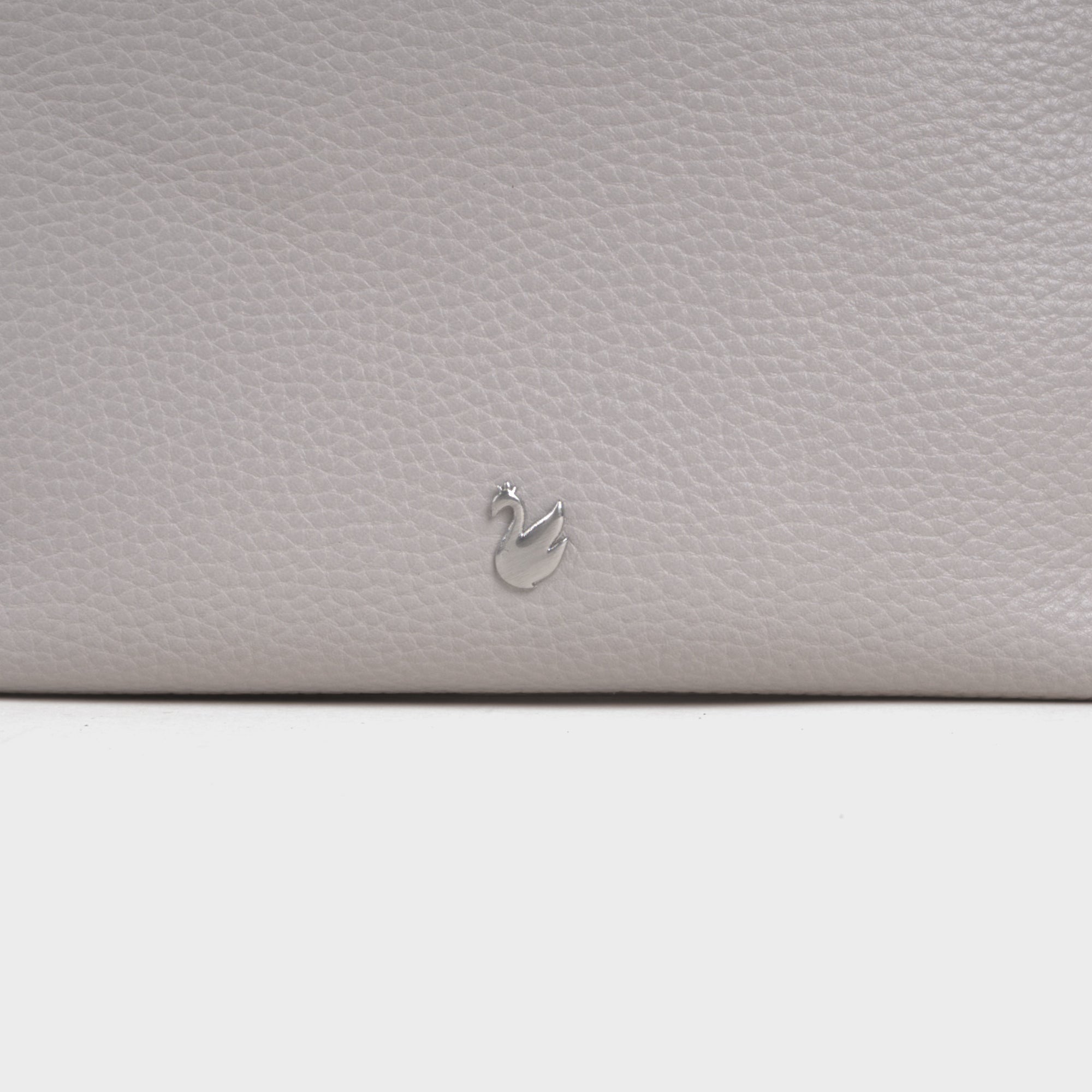 'CITY BAG' Ice Grey Soft Pebble Grain Real Leather Shoulder Bag