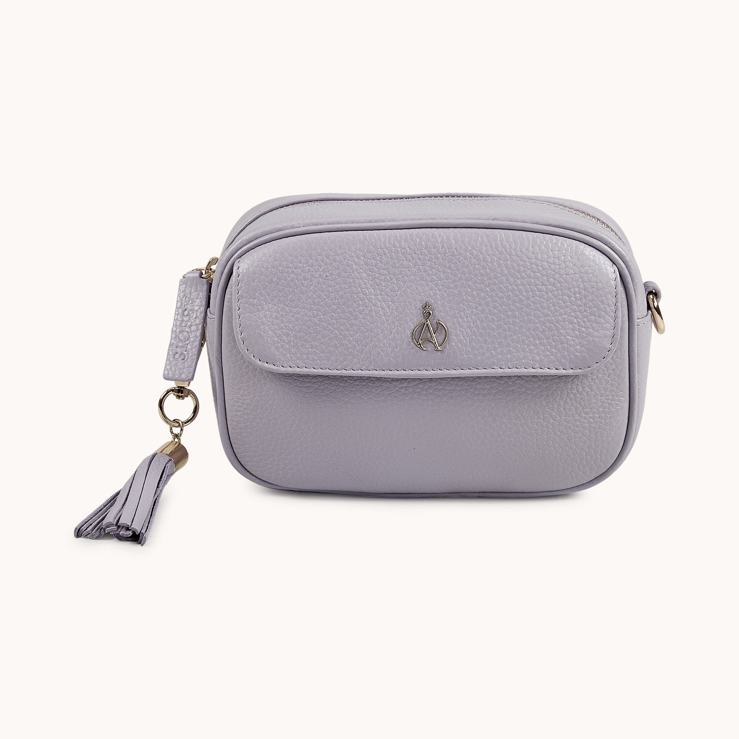 'HACKNEY MINI' Lilac Pebble Grain Real Leather Crossbody Bag