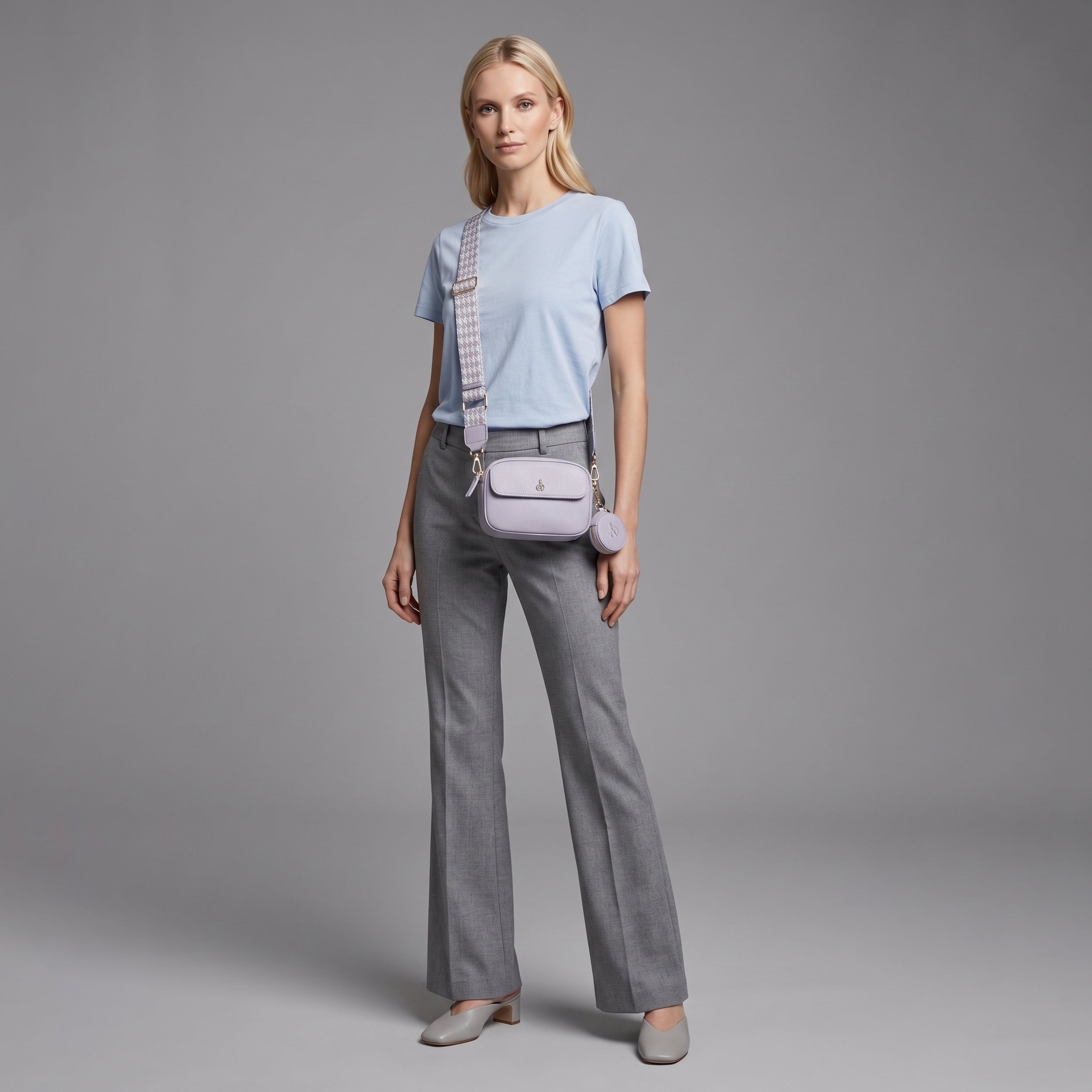 'HACKNEY MINI' Lilac Pebble Grain Real Leather Crossbody Bag