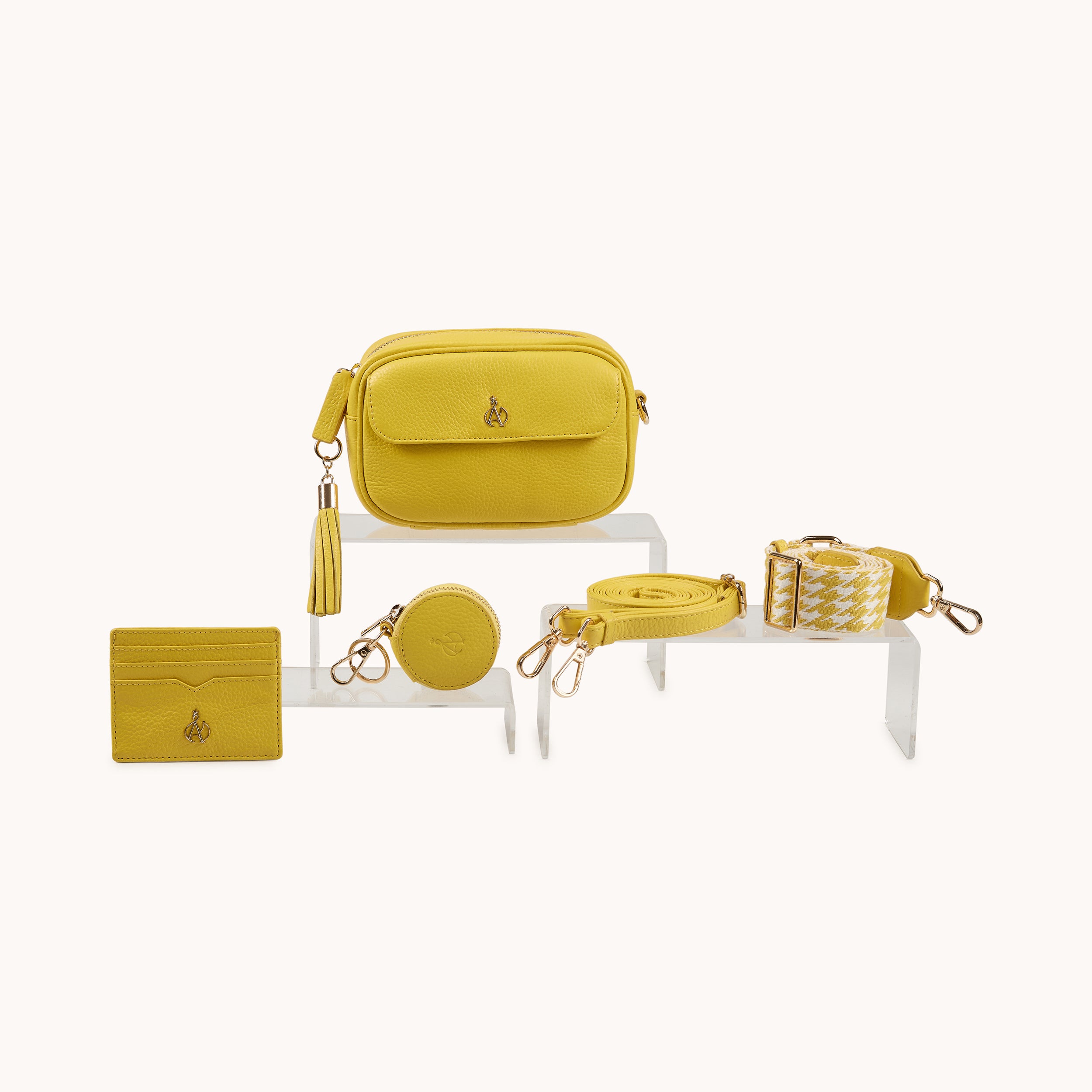 'HACKNEY MINI' Sunflower Pebble Grain Real Leather Crossbody Bag