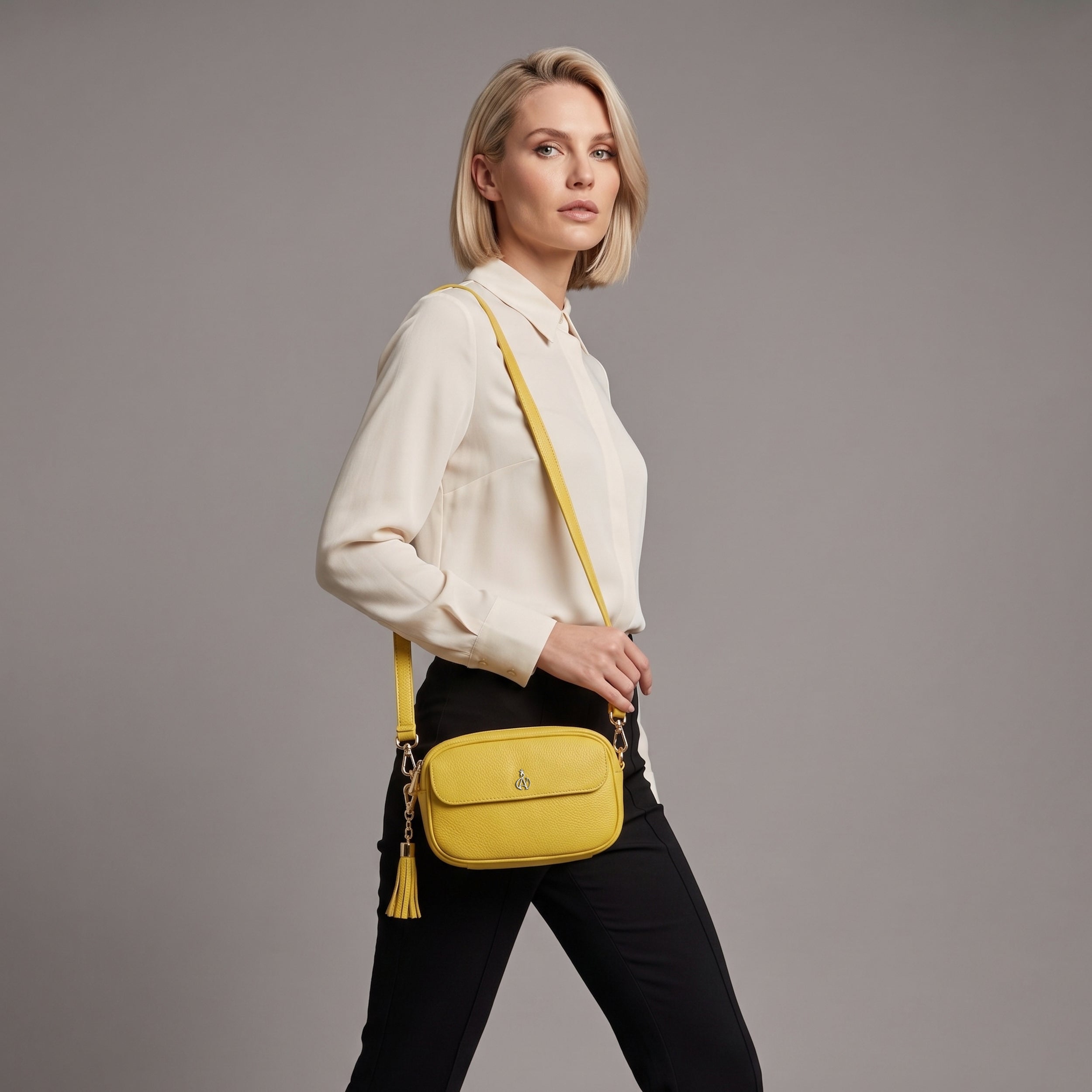 'HACKNEY MINI' Sunflower Pebble Grain Real Leather Crossbody Bag