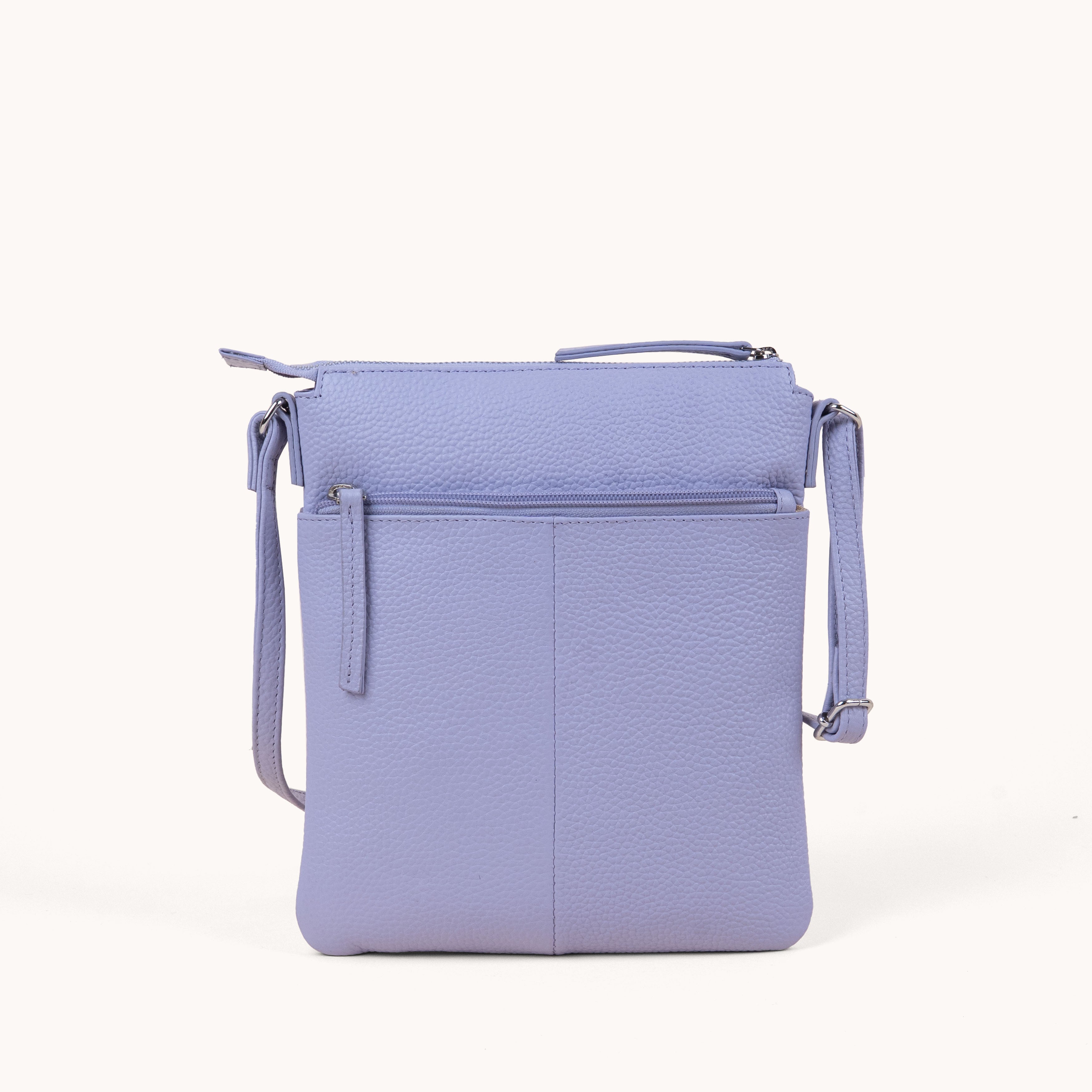 'AMBA' Lilac Pebble Grain Real Leather Crossbody Bag