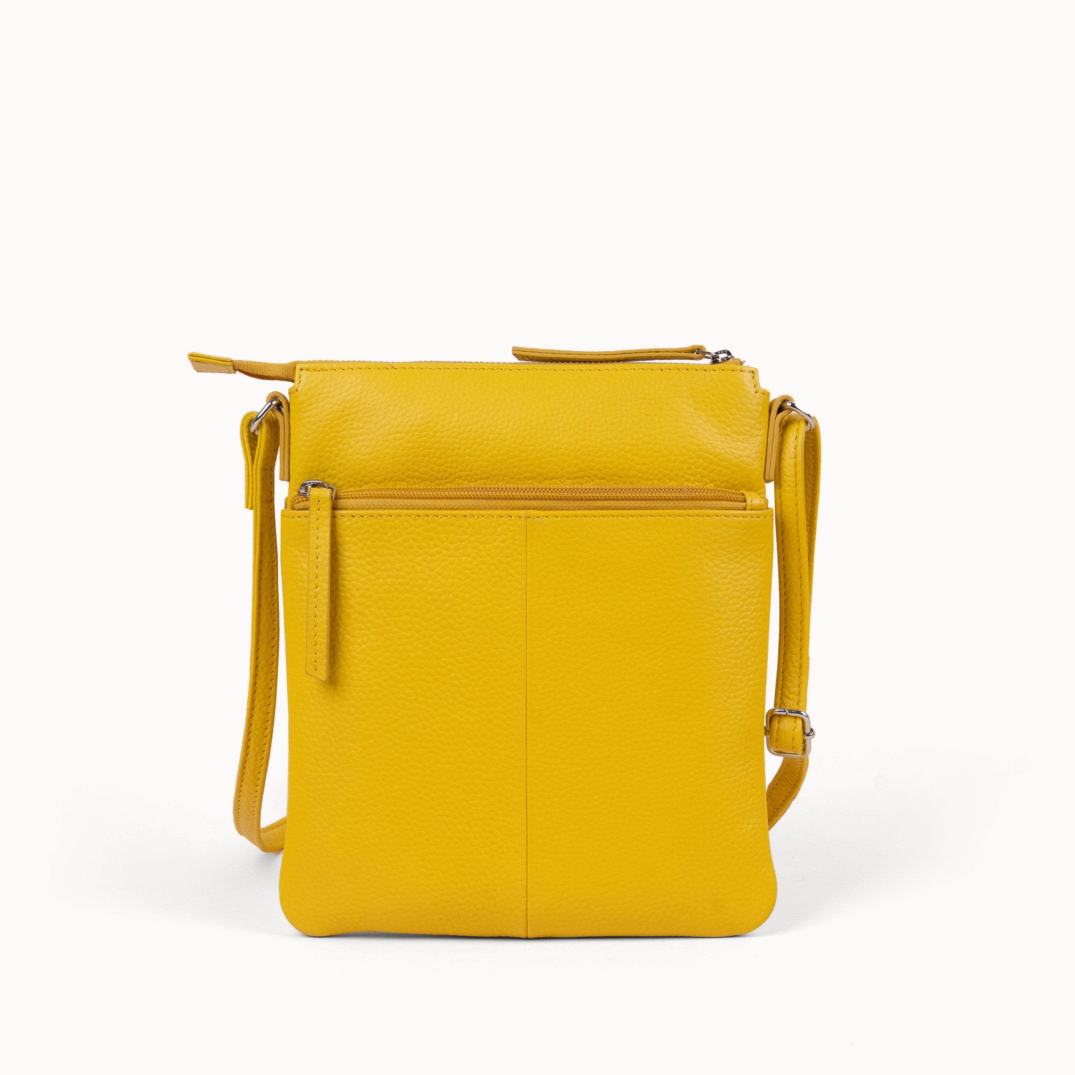 'AMBA' Sunflower Pebble Grain Real Leather Crossbody Bag
