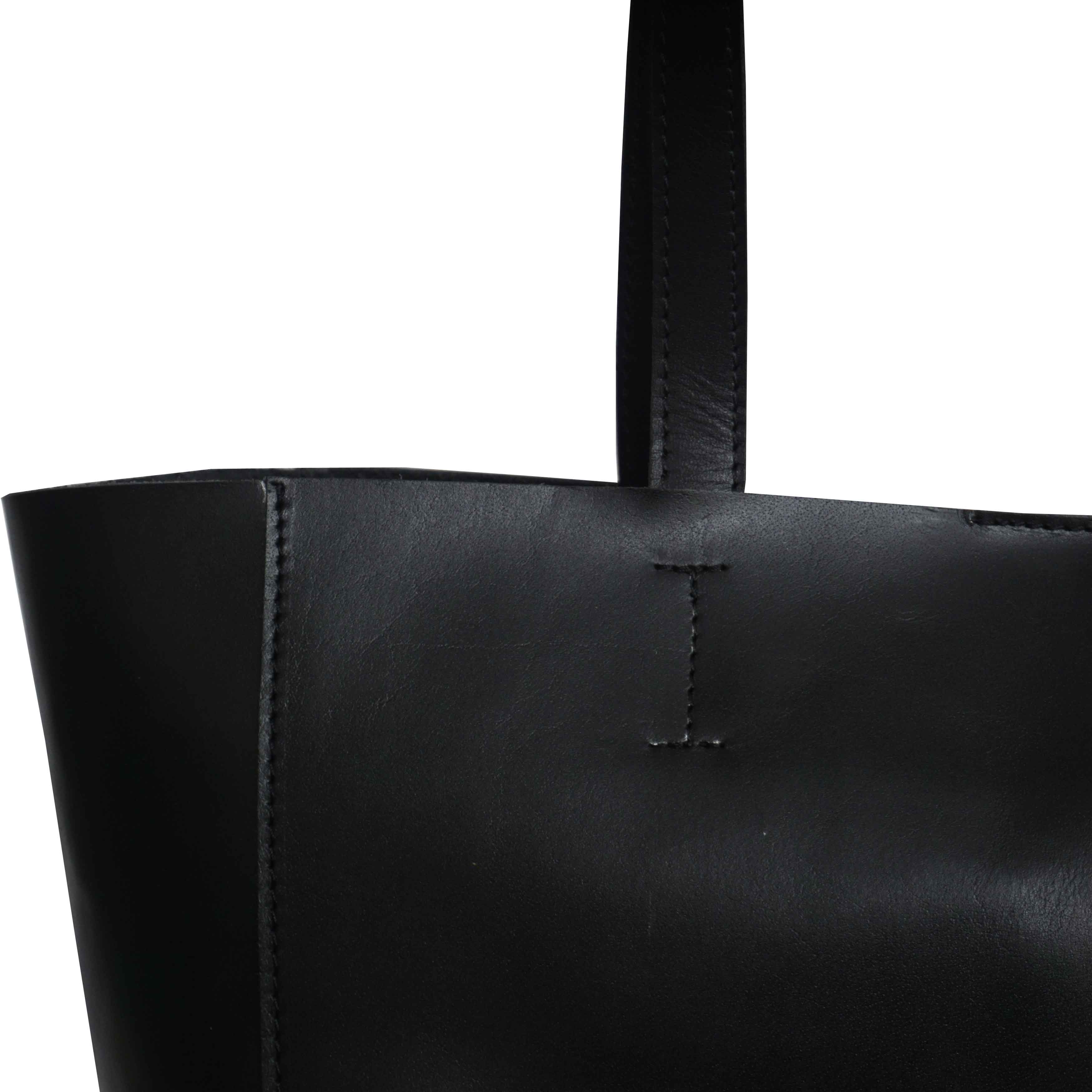 'ABINGDON' Black Real Leather Designer Tote Bag