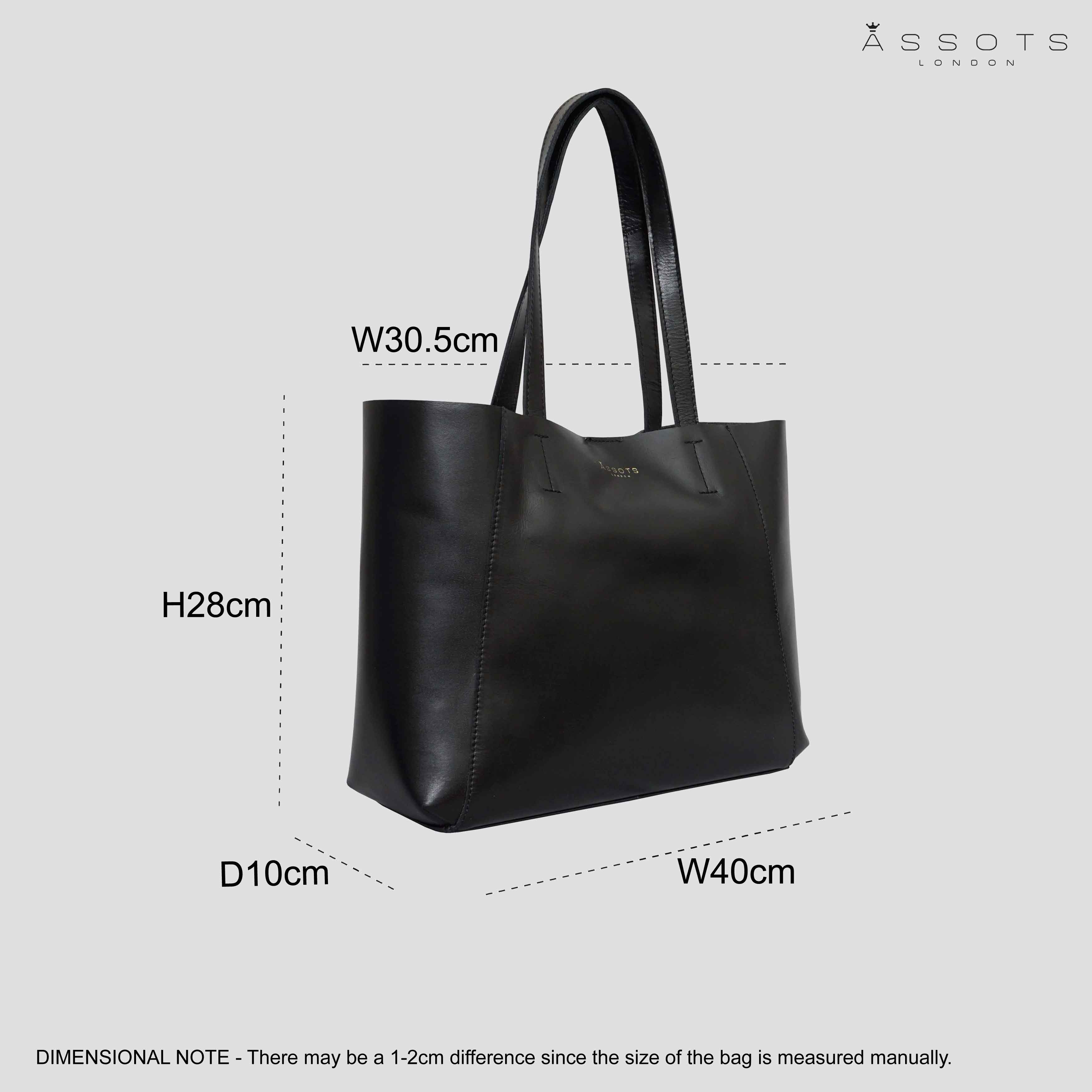 'ADELA' Black Smooth Real Leather Unlined Designer Tote Bag