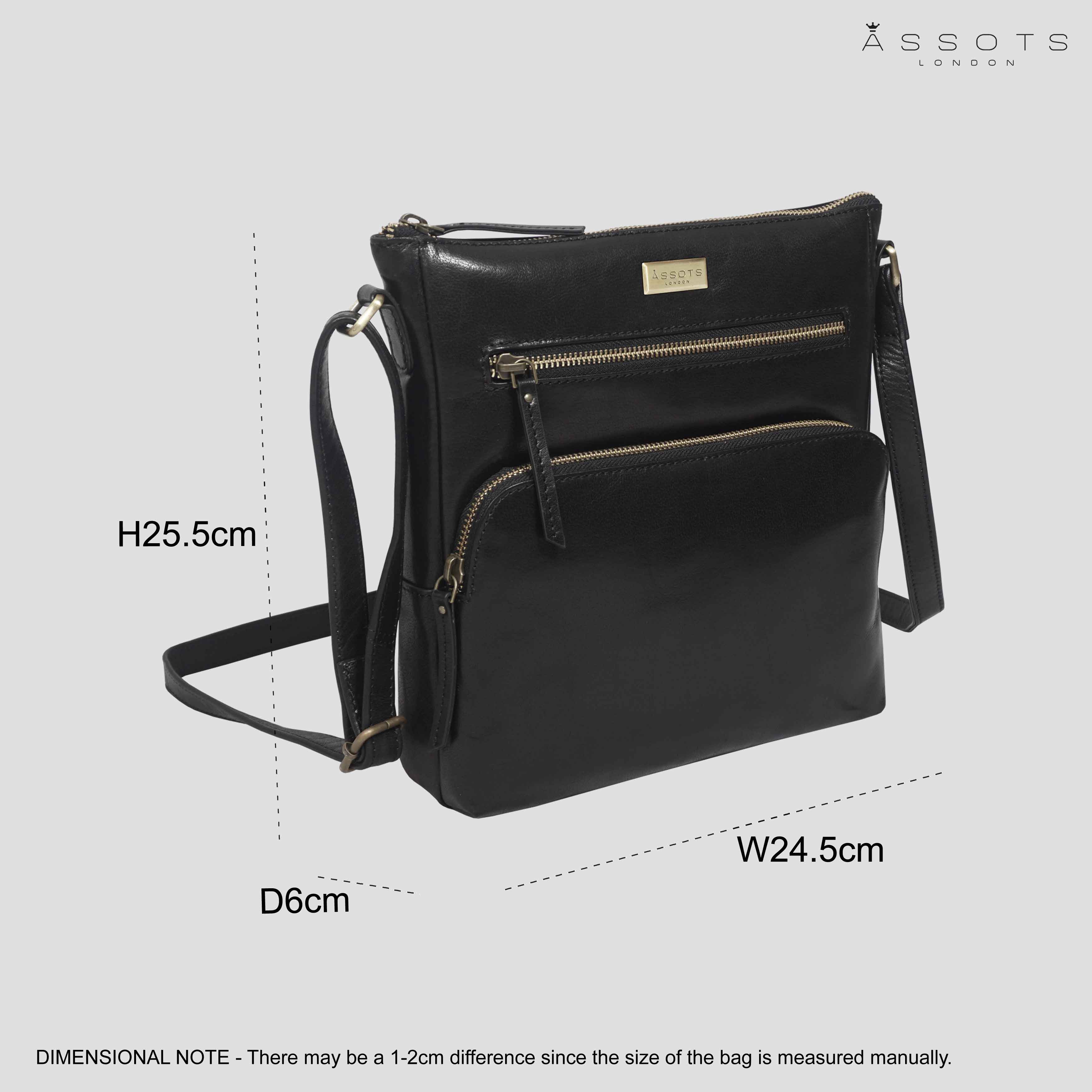 'AGATHA' Black Vintage Polished VT Real Leather Crossbody Bag