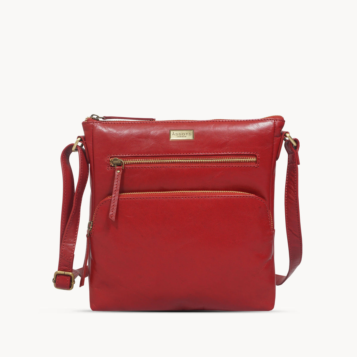 'AGATHA' Chillipepper Red Vintage Polished VT Real Leather Crossbody Bag