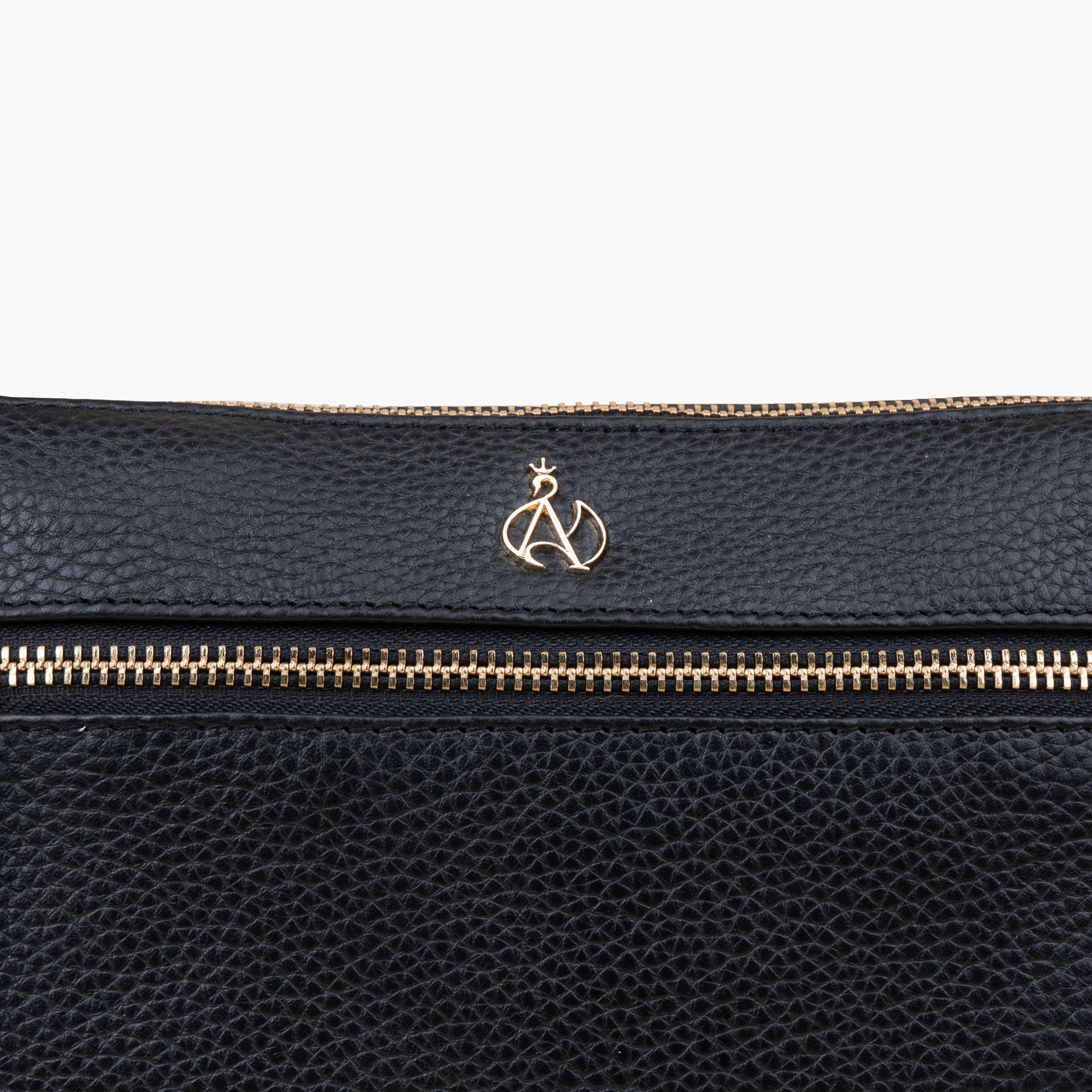 'BECKY' Black Pebble Grain Real Leather Crossbody Bag