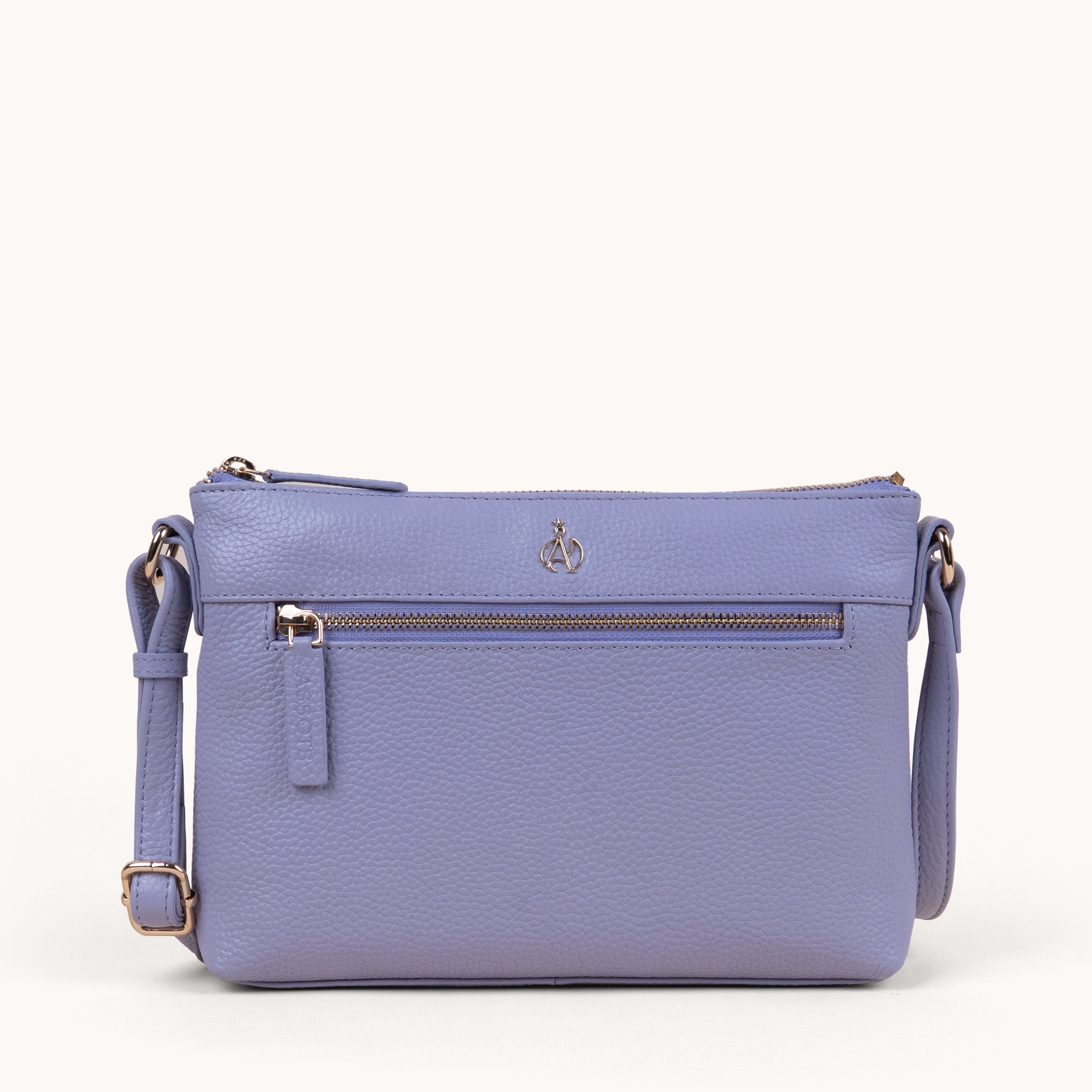 'BECKY' Lilac Pebble Grain Real Leather Crossbody Bag