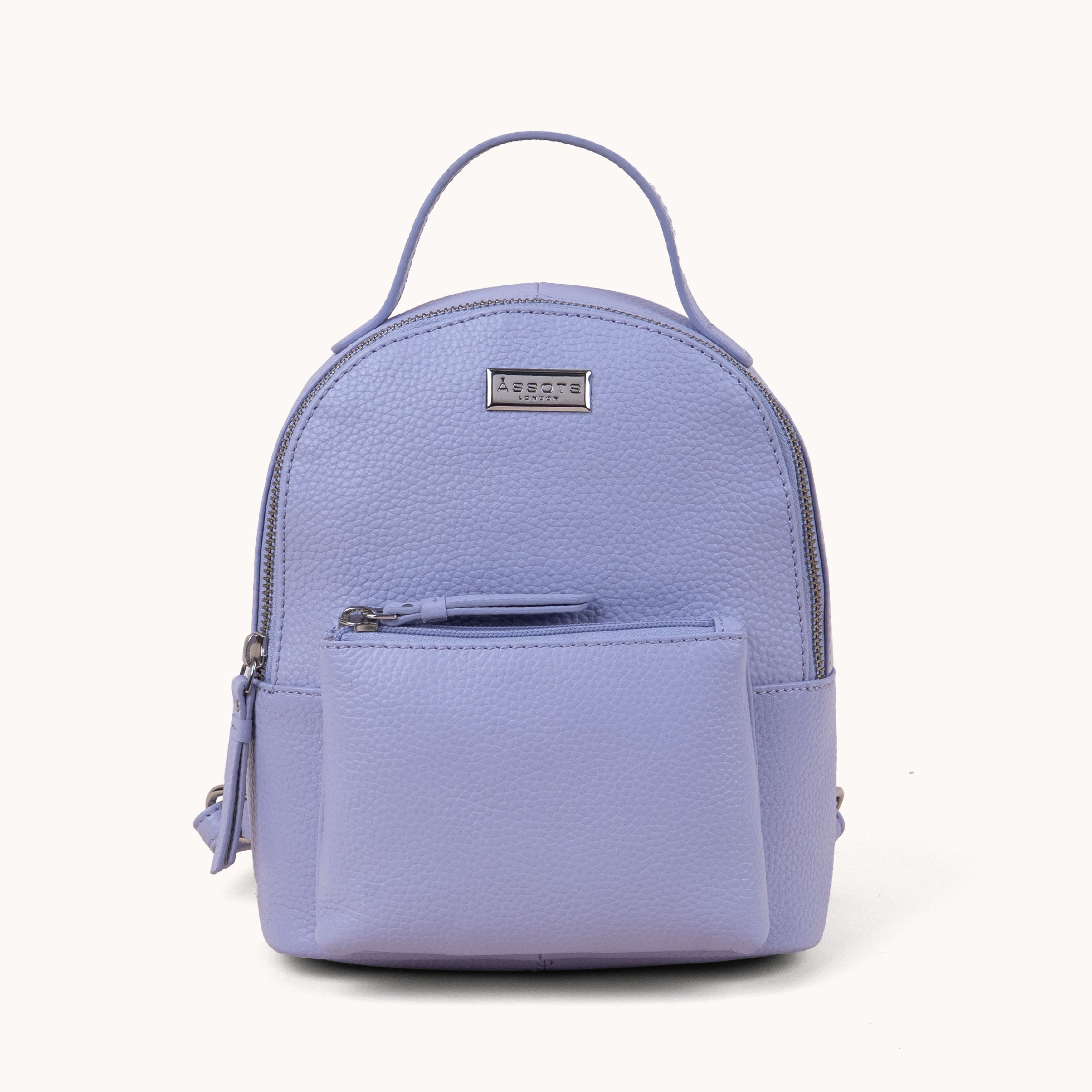 'BETTY' Lilac Pebble Grain Real Leather Mini Backpack