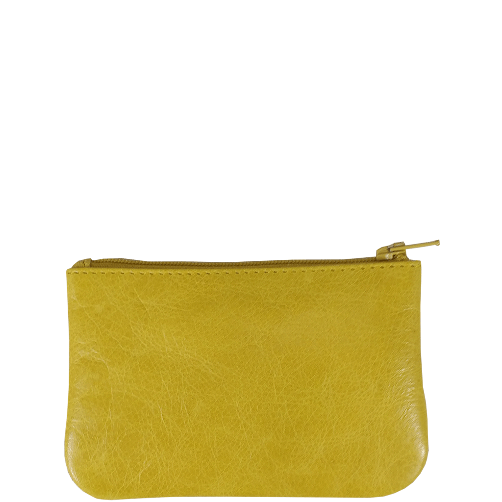 'Poppy' Yellow Full Grain Leather Zip Top Coin Purse