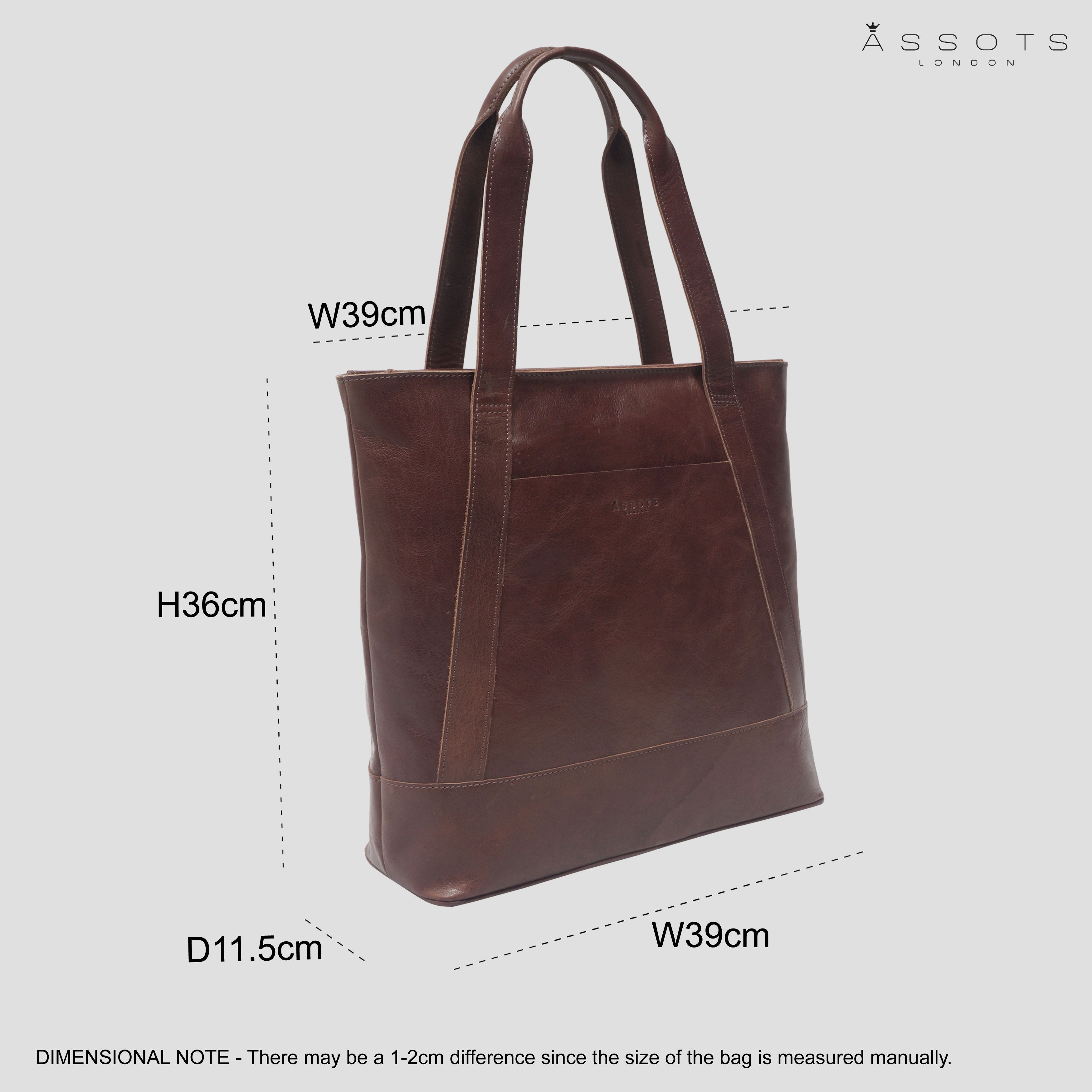 'Barbara' Brown Vintage Waxy Polished Leather Tote Bag