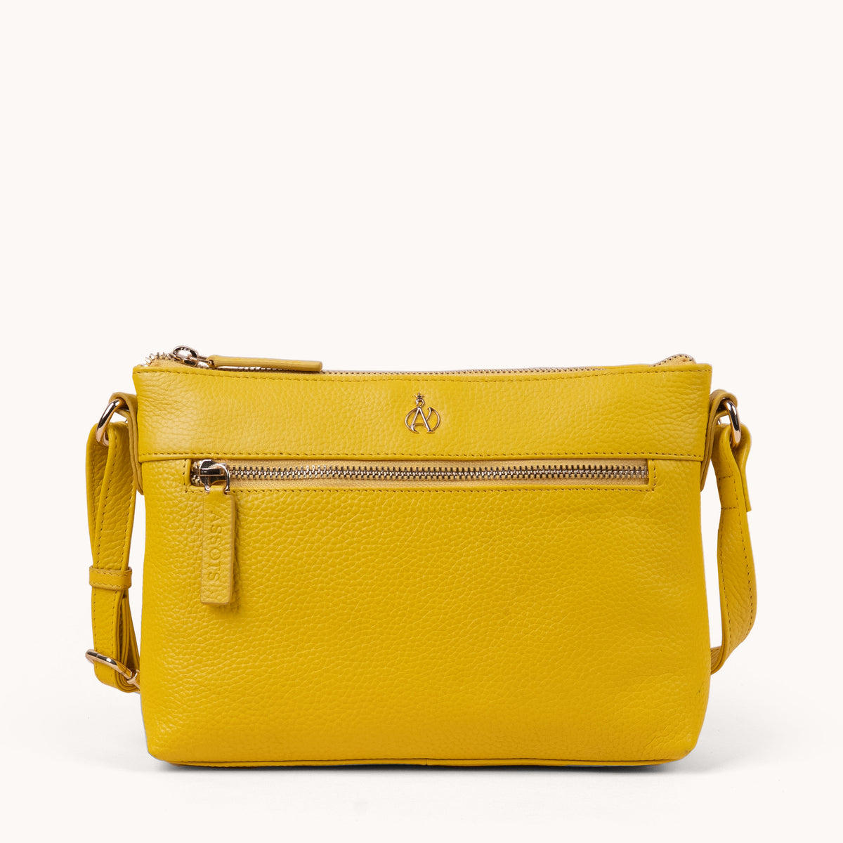 'BECKY' Sunflower Pebble Grain Real Leather Crossbody Bag