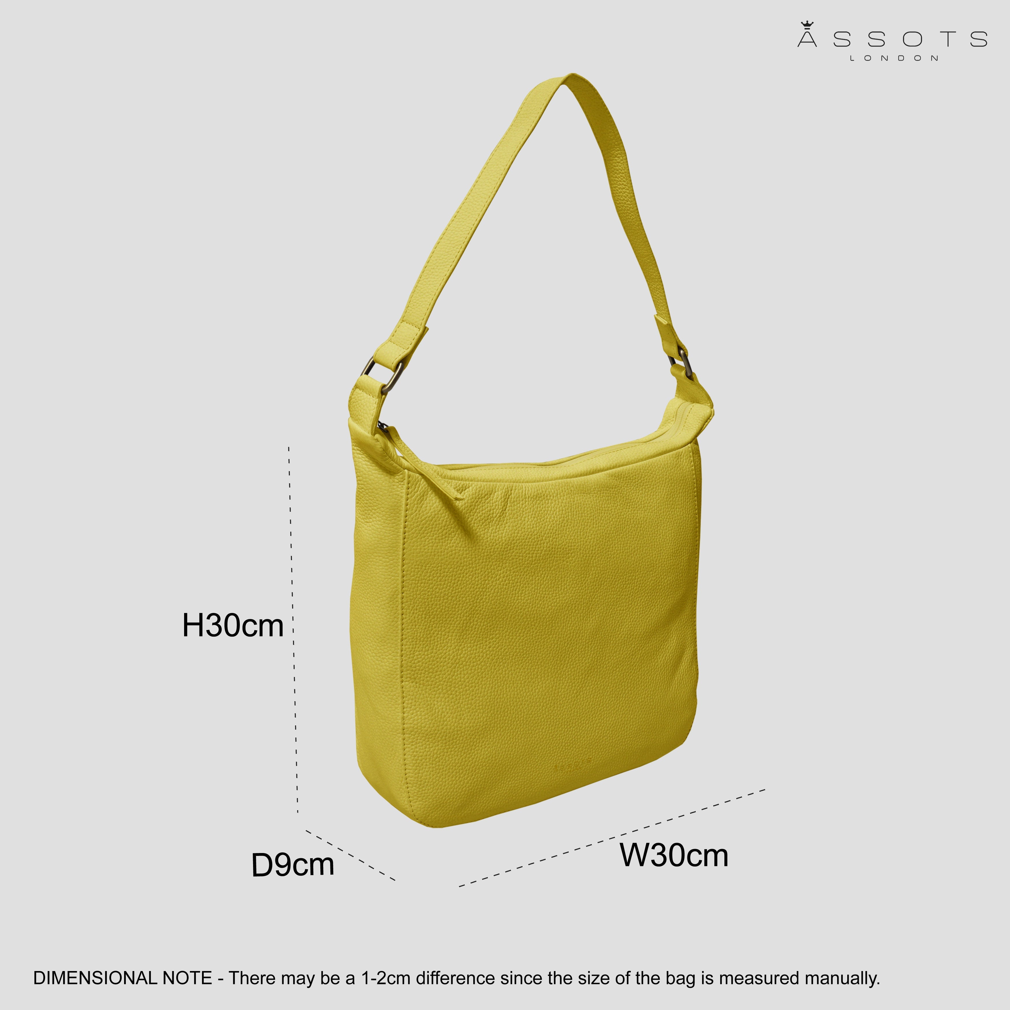 'BIANCA' Illuminating Yellow Pebble Grain Leather Slouchy Hobo Bag