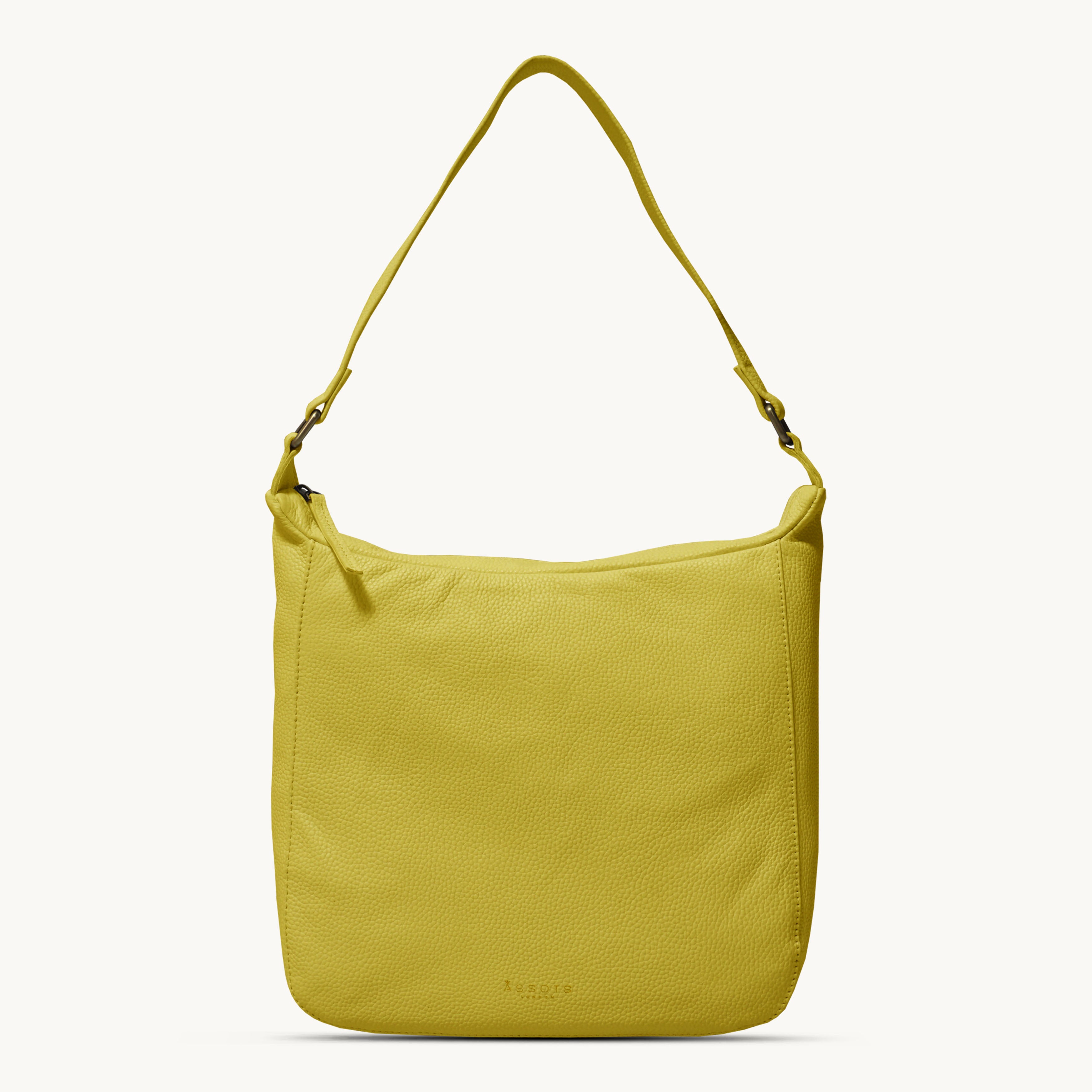 'BIANCA' Illuminating Yellow Pebble Grain Leather Slouchy Hobo Bag